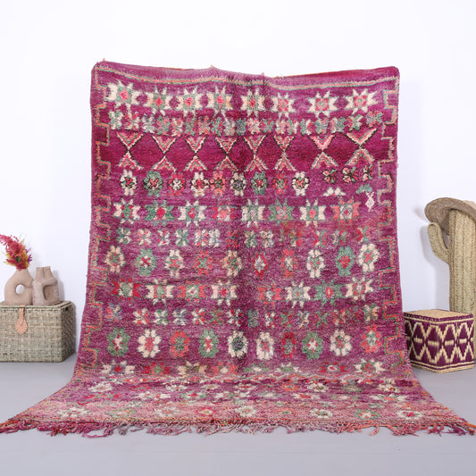 Wunderschöner lila Boujaad-Teppich 6,4 x 9,4 Fuß - marokkanischer Vintage-Teppich - handgefertigter Teppich - marokkanischer Berber-Teppich - alter Boho-Teppich - Einzigartiger Teppich