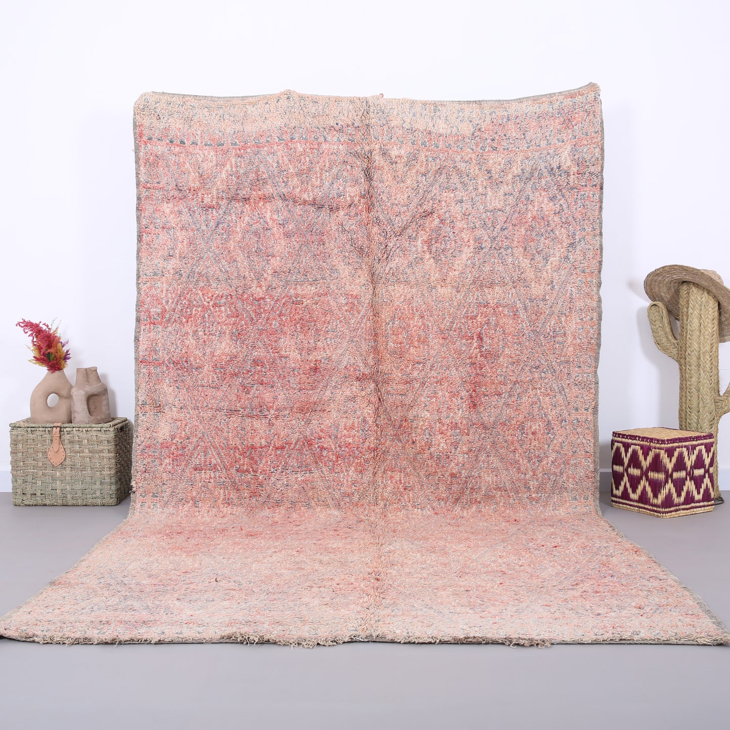 Flamingo Beni Mguild Teppich 6,5 FT x 11 FT - marokkanischer Vintage Teppich - handgemachter Tribal Teppich - alter Boho Teppich - marokkanischer Berberteppich