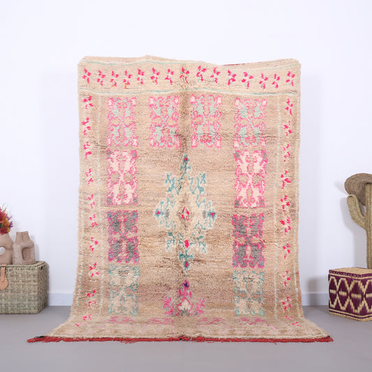 Pfirsichfarbener Boujaad-Teppich, 163 x 263 cm, marokkanischer Vintage-Teppich, handgefertigter Teppich, Berberteppich aus Marokko, alter Boho-Teppich, Vintage-Tribal-Teppich