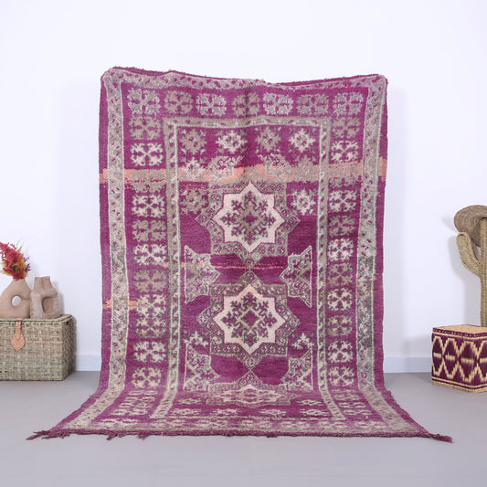 Lilafarbener Vintage-Berberteppich 1,6 x 2,7 m - Wohnzimmerteppich - lilafarbener marokkanischer Teppich - alter Boho-Teppich - einzigartiger Teppich 70er - handgemachter Teppich aus 100 % Wolle