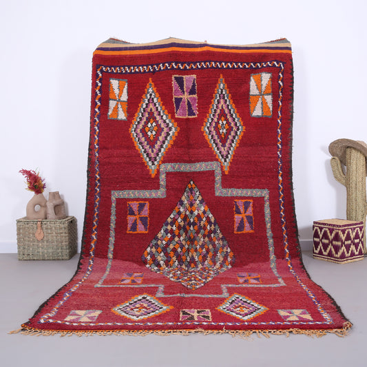 Roter marokkanischer Vintage-Teppich 6 FT x 11,2 FT - Wohnzimmerteppich - handgemachter Teppich - Berberteppich aus Marokko - Teppich im Bohème-Stil - Vintage-Tribal-Teppich