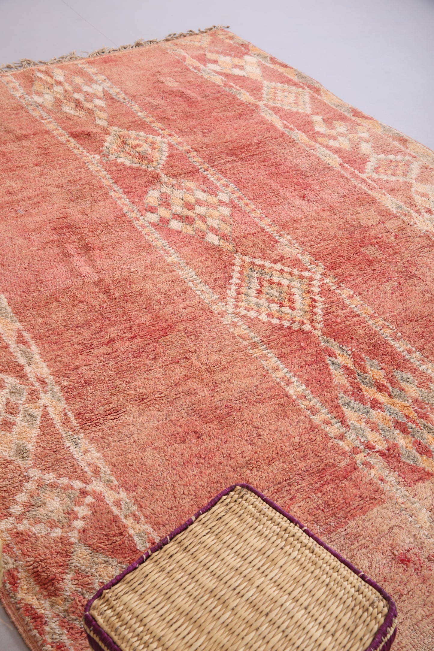 Fabelhafter authentischer marokkanischer Teppich 6,3 FT x 9,6 FT - Vintage marokkanischer Teppich - handgemachter Teppich - Berberteppich - alter Boho-Teppich - Pfirsichteppich