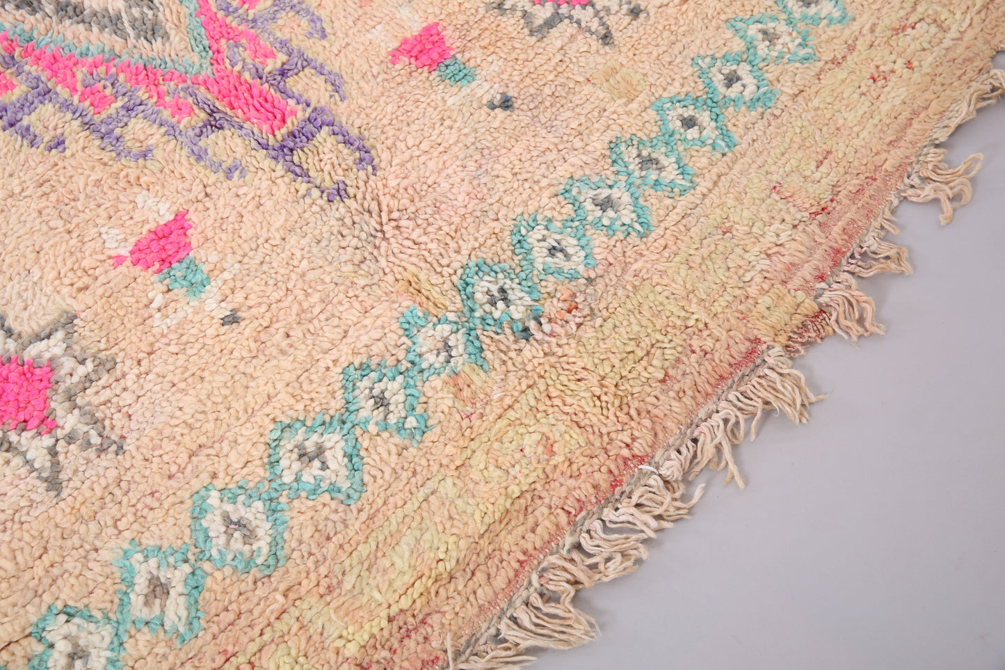 Vintage Boujaad Pfirsich Teppich 5,2 FT x 12 FT - Vintage marokkanischer Teppich - handgemachter Teppich - Berberteppich - alter Boho Teppich - Vintage Tribal Teppich