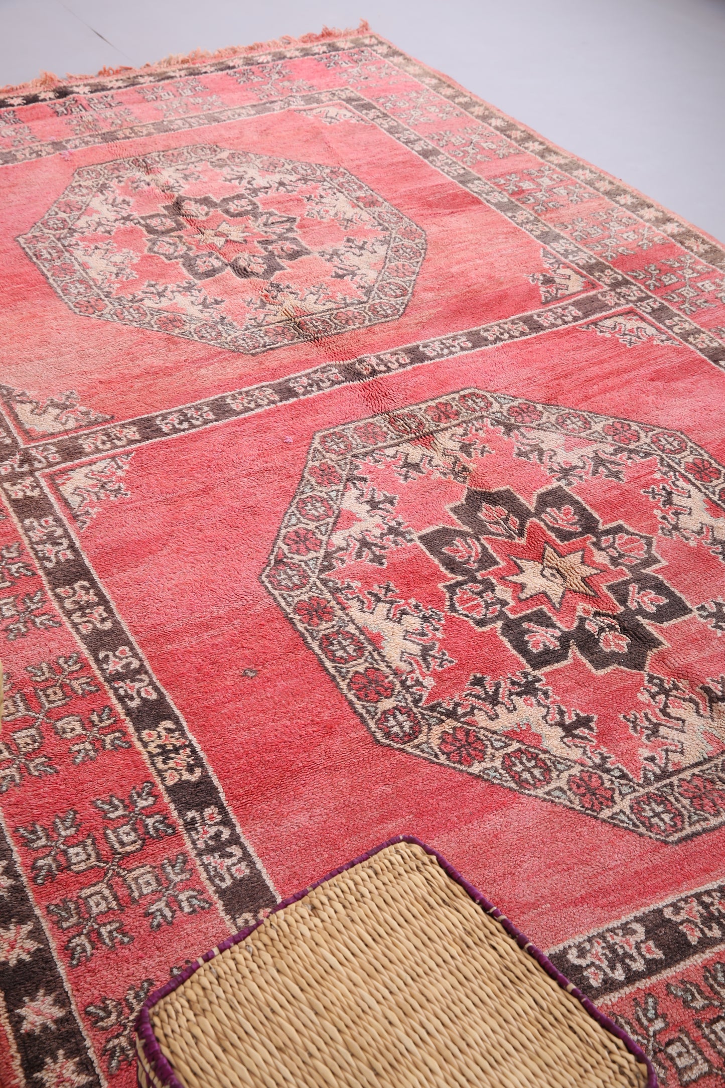 Rosa Vintage Boujaad Teppich 6,6 FT x 11 FT - Vintage marokkanischer Teppich - handgemachter Teppich - Berberteppich - alter Boho Teppich - Unikat Teppich - rosa Teppich