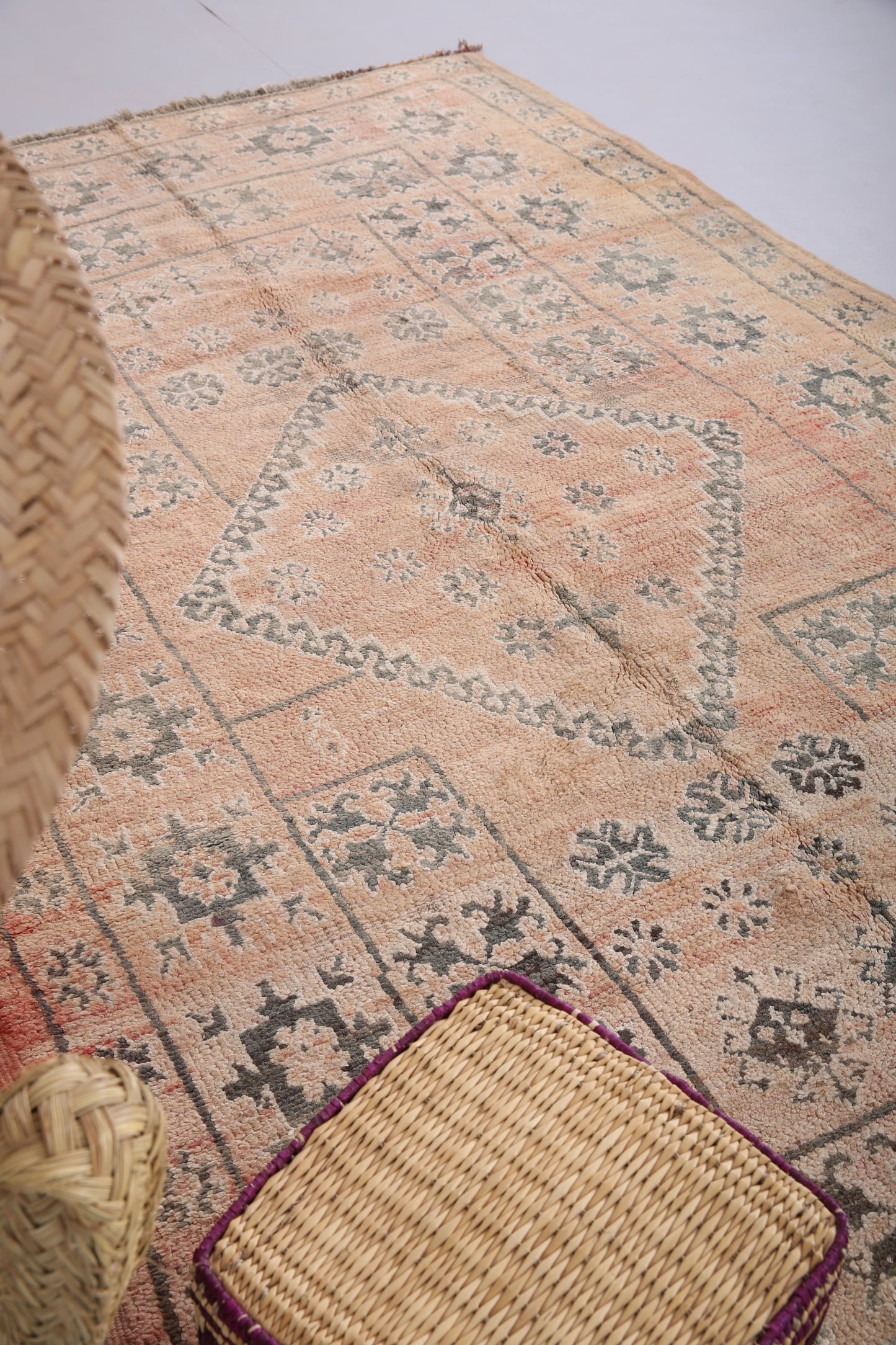 Vintage Pfirsich Boujaad Teppich 5,8 FT x 9,5 FT - Vintage marokkanischer Teppich - handgemachter Teppich - Marokko Berber Teppich - Boho alter Teppich - Vintage Tribal Teppich
