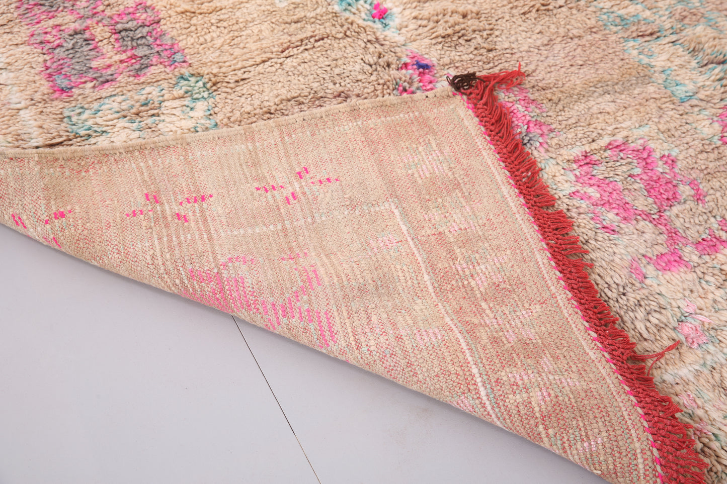 Pfirsichfarbener Boujaad-Teppich, 163 x 263 cm, marokkanischer Vintage-Teppich, handgefertigter Teppich, Berberteppich aus Marokko, alter Boho-Teppich, Vintage-Tribal-Teppich