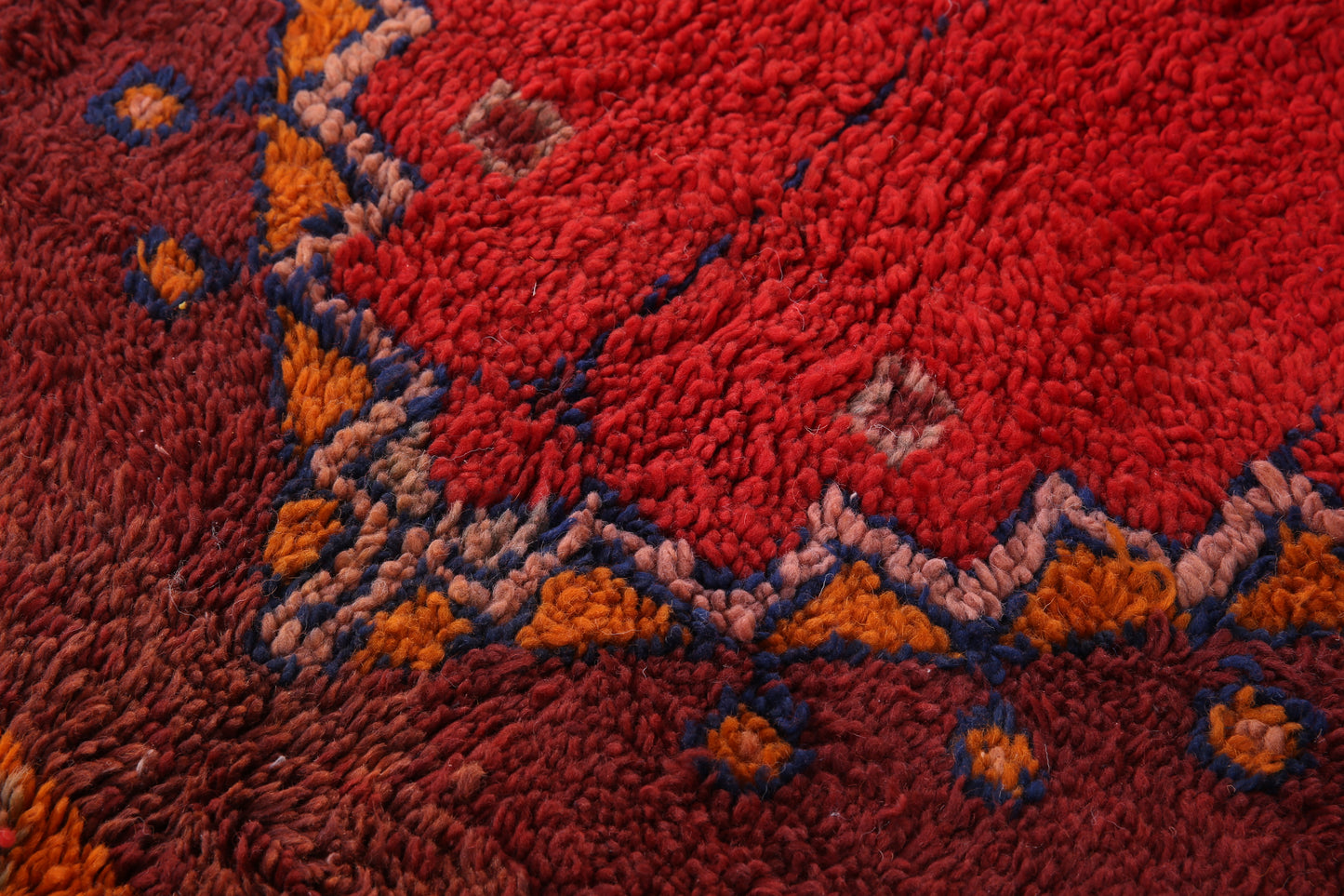 Handgemachter marokkanischer Boujaad-Teppich, 1,93 m x 3,33 m, brauner Marokko-Teppich, Vintage-Tribal-Teppich, handgemachter Berber-Teppich, einzigartiger Vintage-Teppich