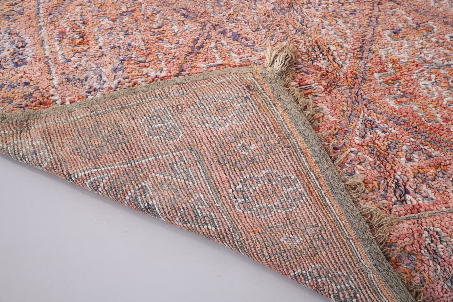 Pink handmade beni Mguild rug 6.7 FT X 10.3 FT