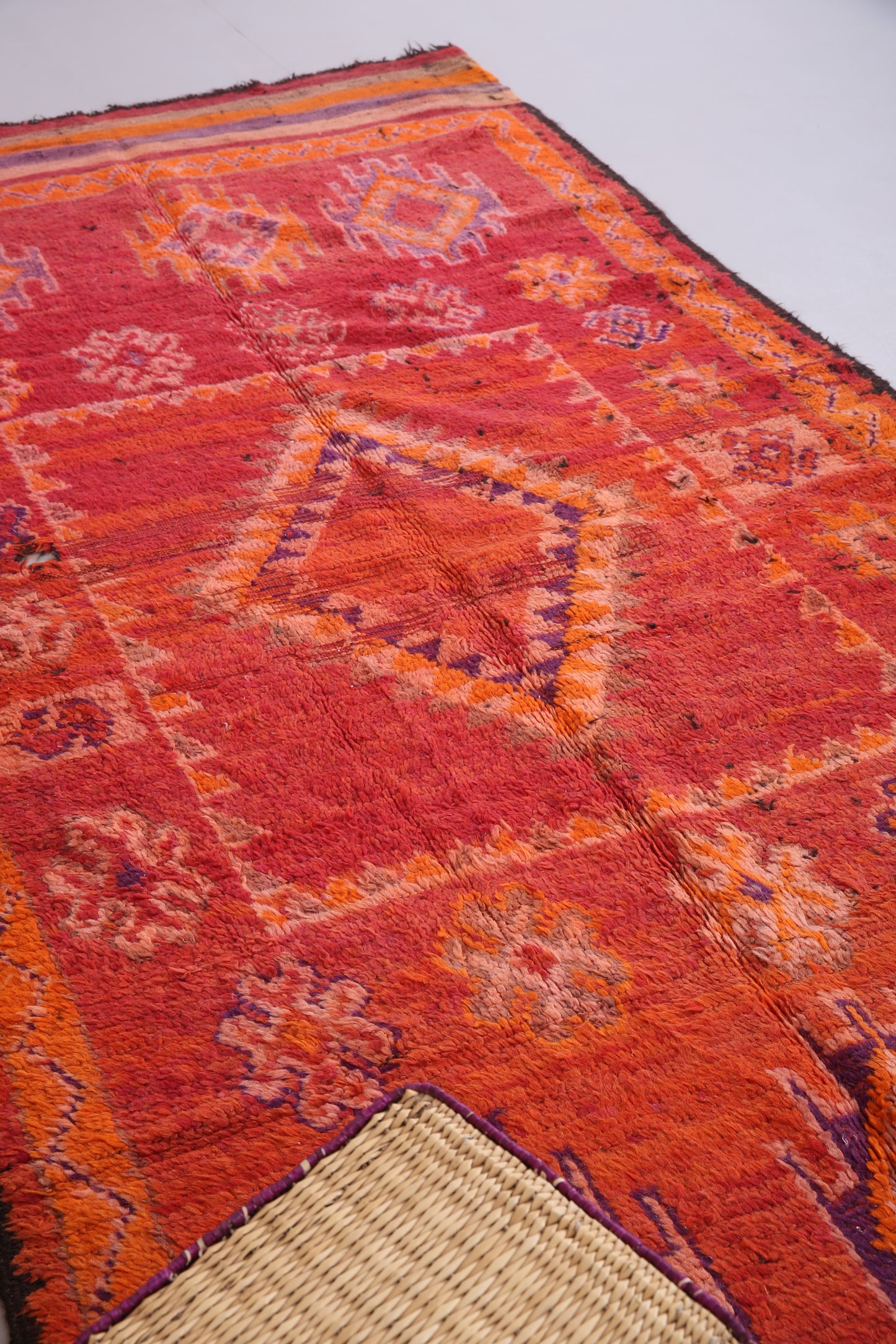 Roter marokkanischer Vintage-Teppich 5,1 FT x 10,7 FT - roter marokkanischer Teppich - Vintage-Tribal-Teppich - handgemachter Berberteppich - einzigartiger Vintage-Teppich - Boho-Teppich