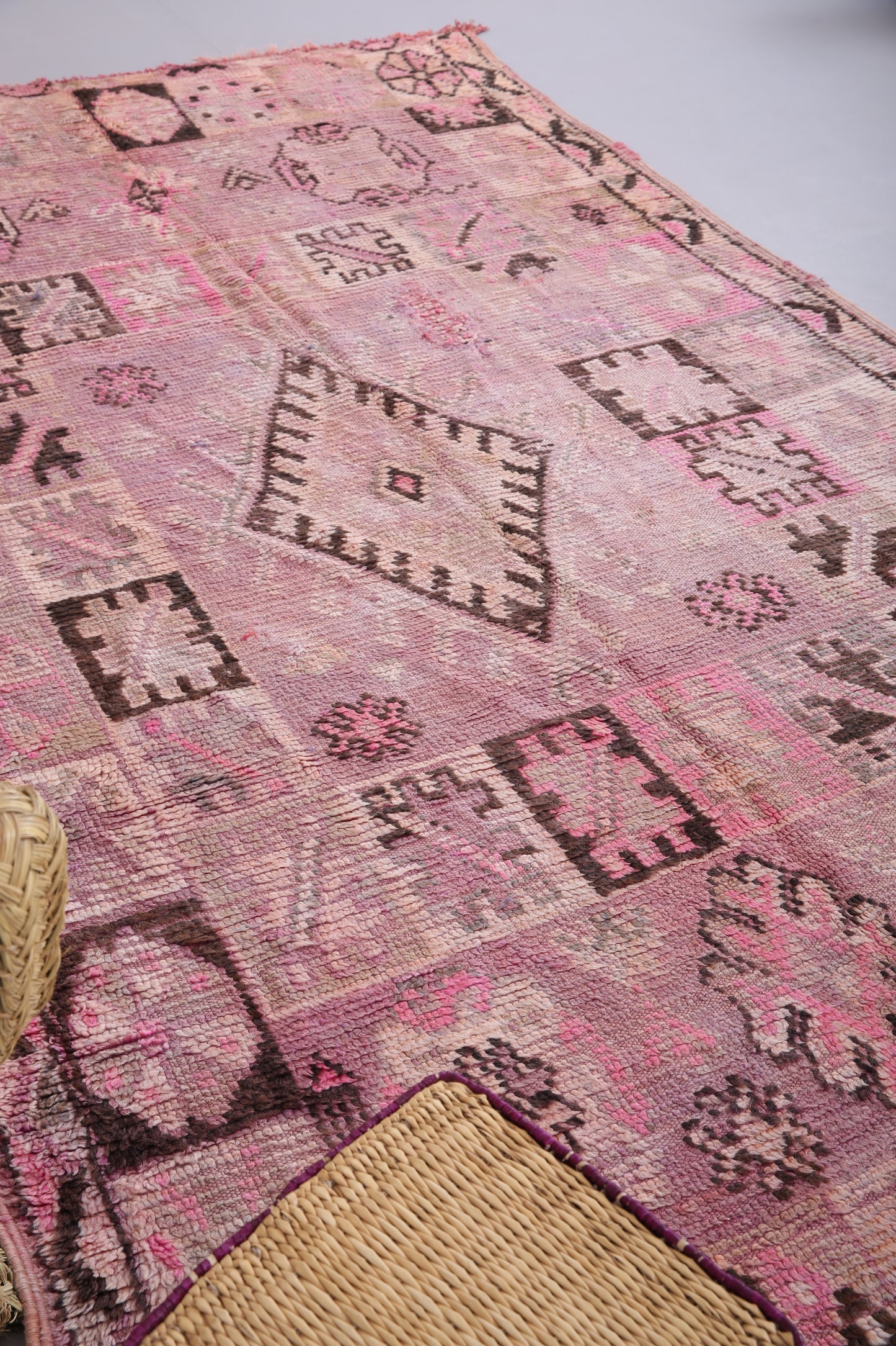 Rosa Vintage Boujaad Teppich 6 FT x 8 FT - Vintage marokkanischer Teppich - handgemachter Teppich - Berberteppich - alter Boho Teppich - antiker Teppich - rosa Teppich