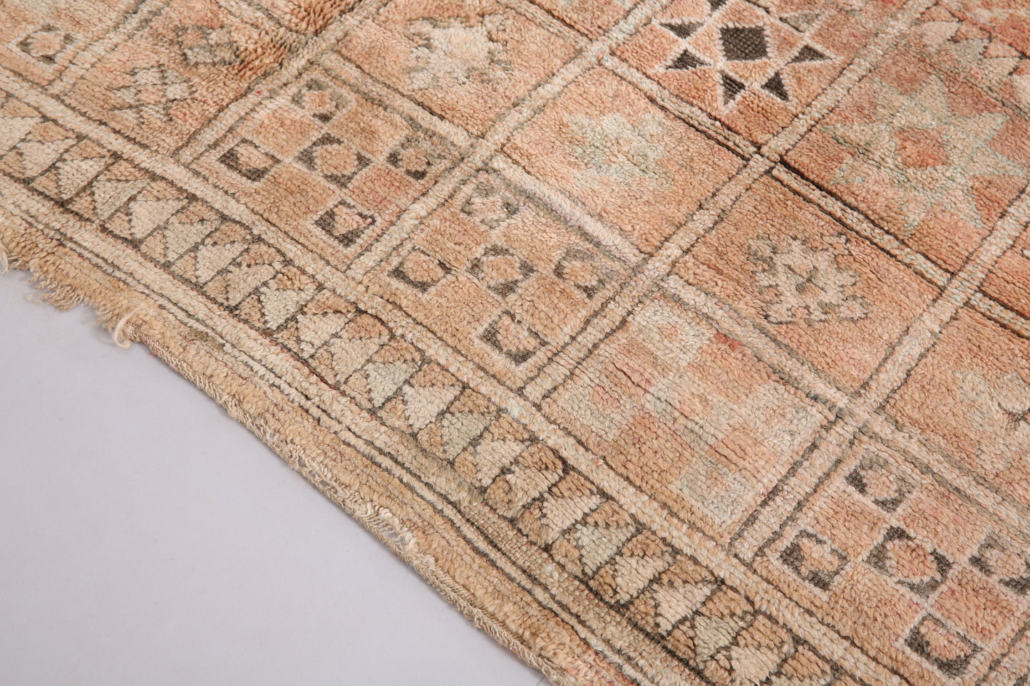 Vintage Pfirsich Boujaad Teppich 5,4 FT x 9,8 FT - Vintage marokkanischer Teppich - handgemachter Teppich - Marokko Berber Teppich - Boho alter Teppich - Tribal 70er Jahre Teppich