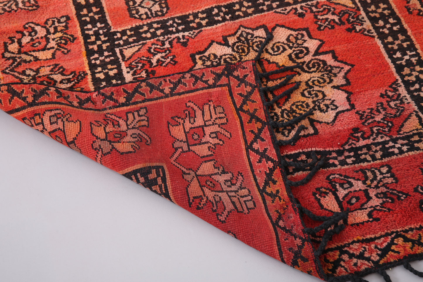 Roter marokkanischer handgewebter Teppich 4 FT x 7,2 FT - kleiner Berberteppich - kleiner marokkanischer Teppich - handgefertigter Berberteppich - Vintage marokkanischer Boho-Teppich