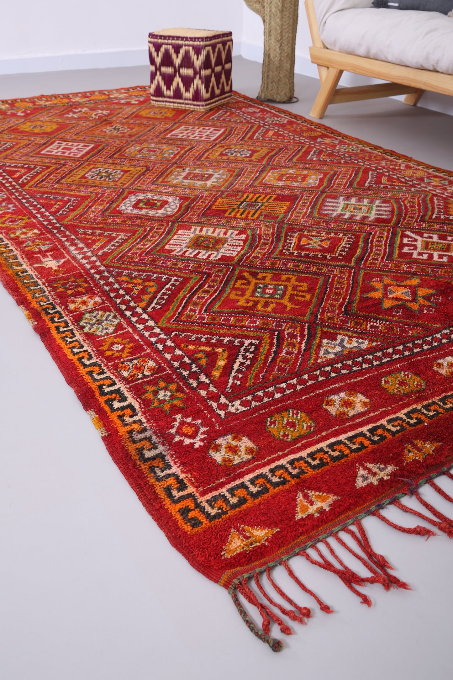 Roter Vintage Zemmouri Teppich 5,7 FT x 10,7 FT - Wohnzimmer Teppich - handgemachter Teppich - Marokko Berber Teppich - Teppich im Bohème Stil - Vintage Tribal Teppich