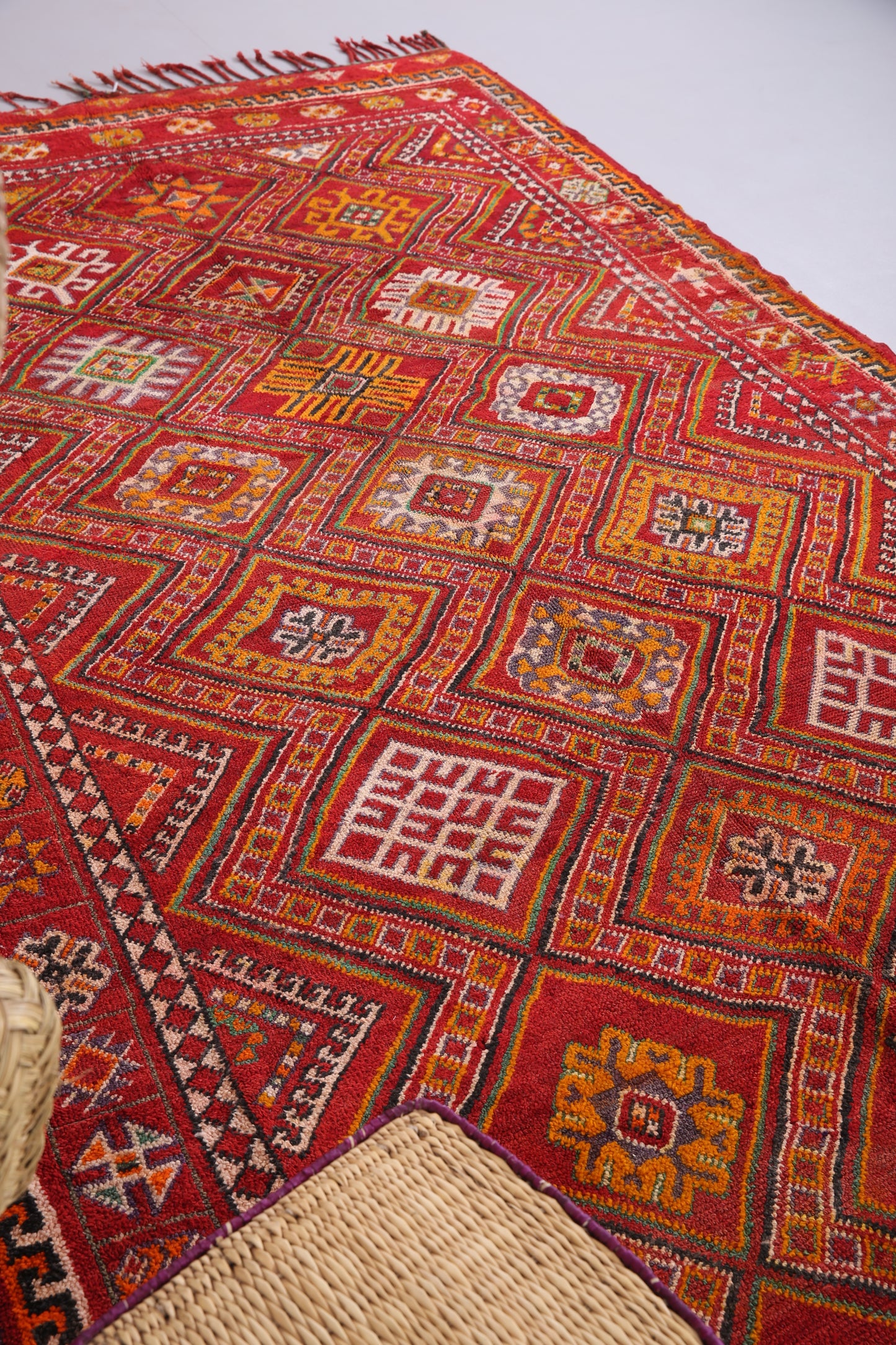 Red Vintage Zemmouri rug 5.7 FT X 10.7 FT