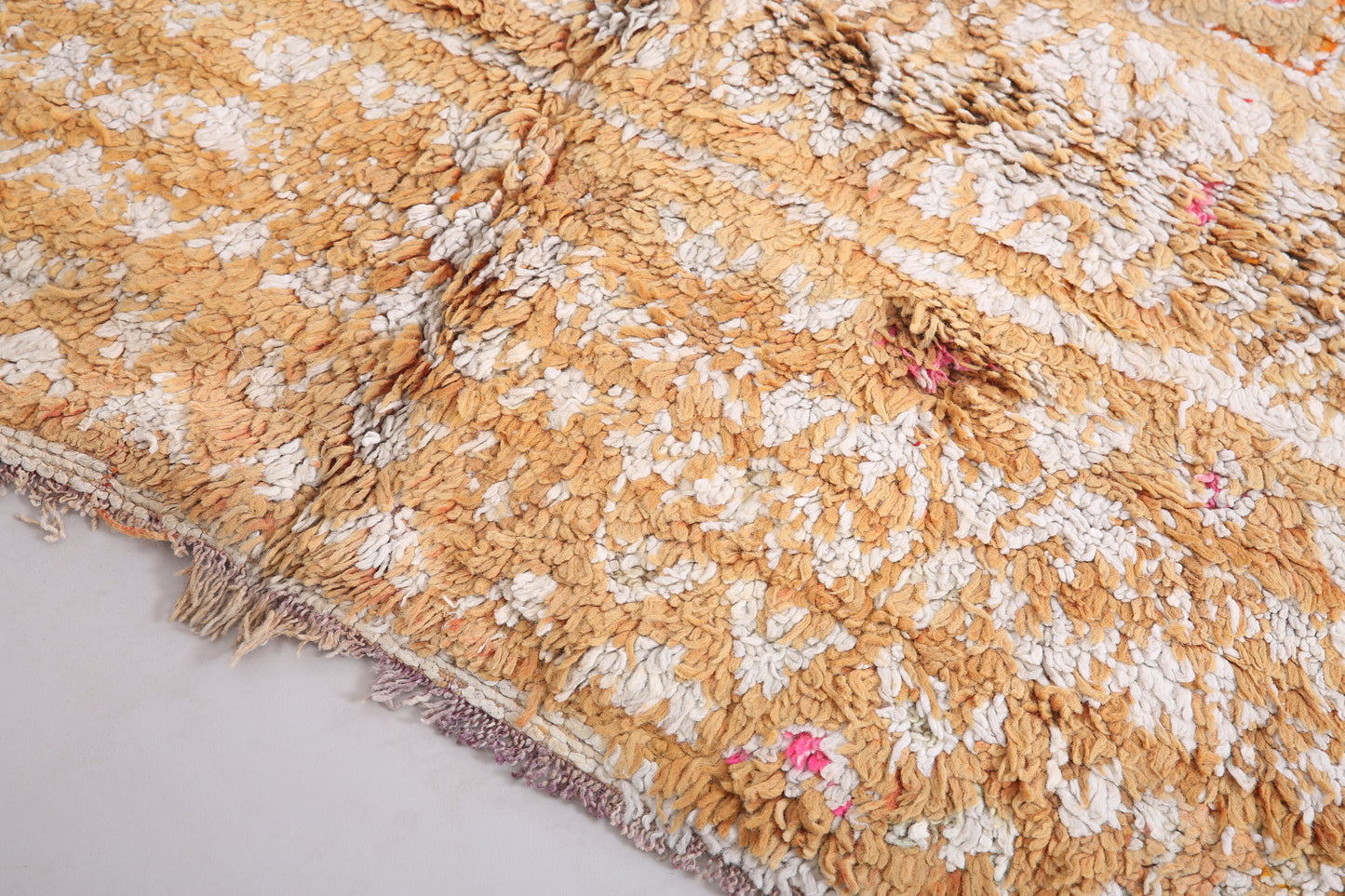 Gelber marokkanischer Teppich 5,7 FT x 8,4 FT - marokkanischer Vintage-Teppich - handgefertigter Teppich - Berberteppich - alter Boho-Teppich - gelber Unikat-Teppich - 100 % Wolle