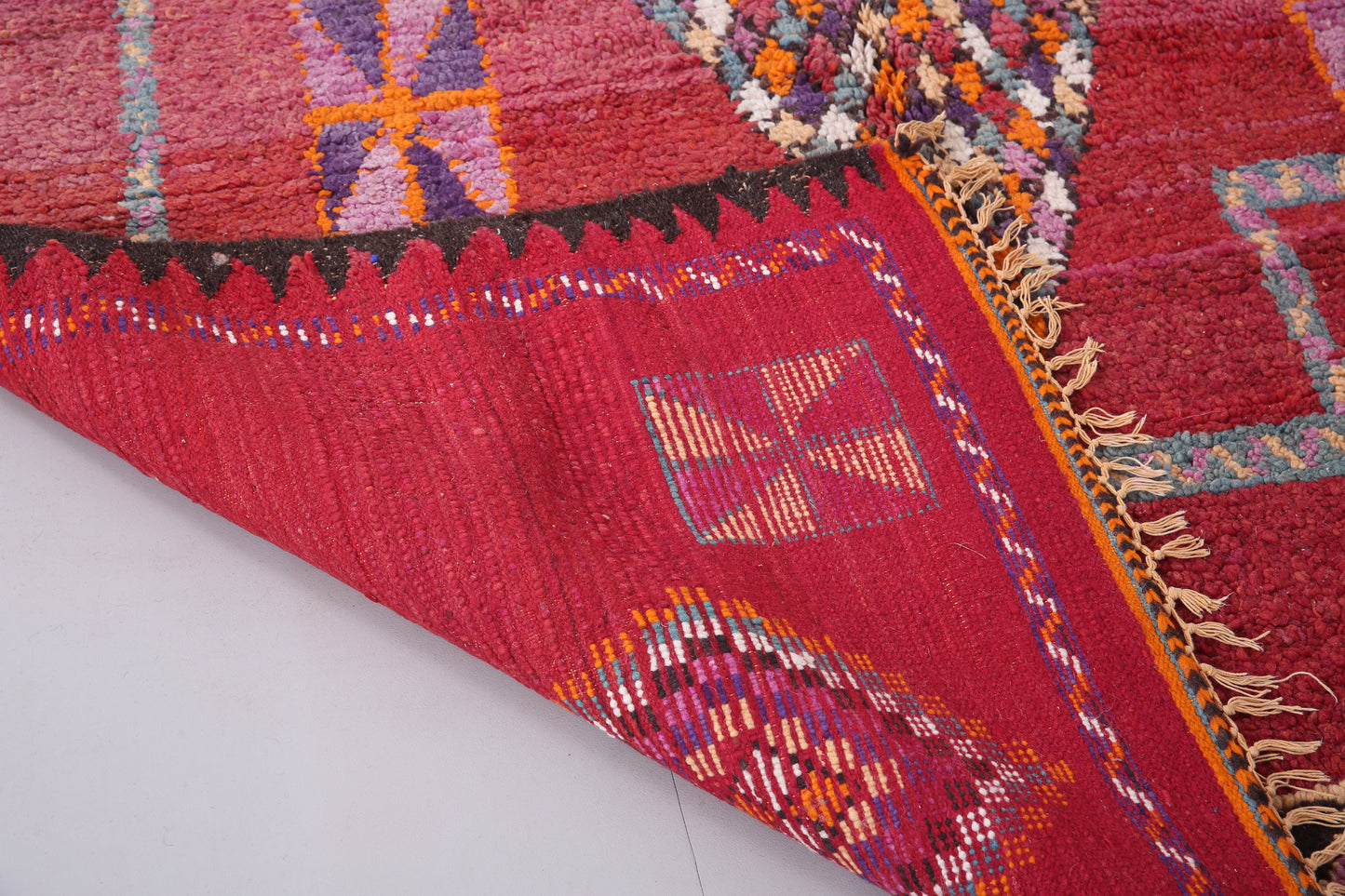 Roter marokkanischer Vintage-Teppich 6 FT x 11,2 FT - Wohnzimmerteppich - handgemachter Teppich - Berberteppich aus Marokko - Teppich im Bohème-Stil - Vintage-Tribal-Teppich