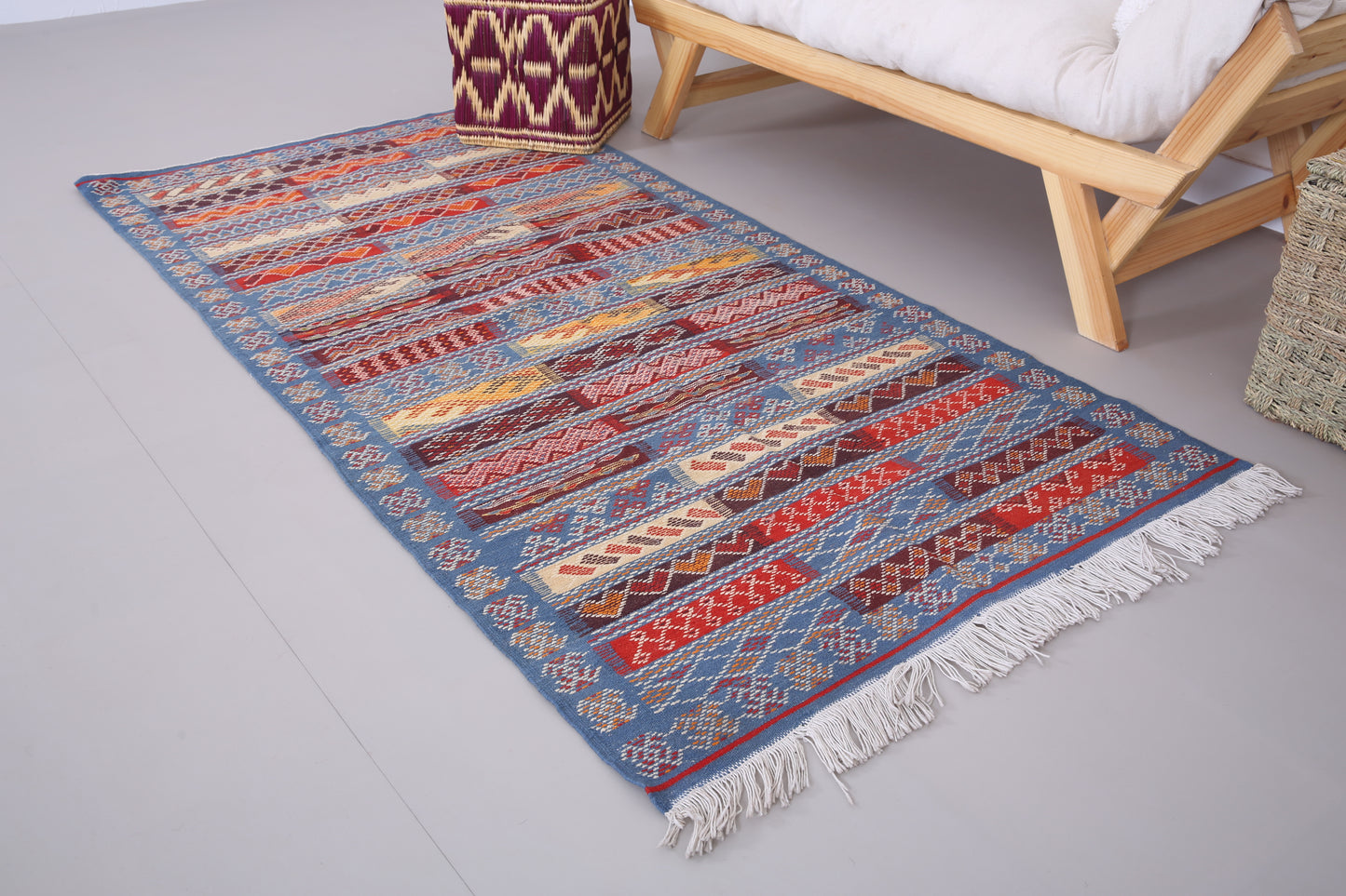 Marokkanischer handgewebter Berberteppich 3,3 FT x 6,5 FT - kleiner Berberteppich - kleiner marokkanischer Teppich - handgefertigter Berberteppich - Vintage marokkanischer Boho-Teppich