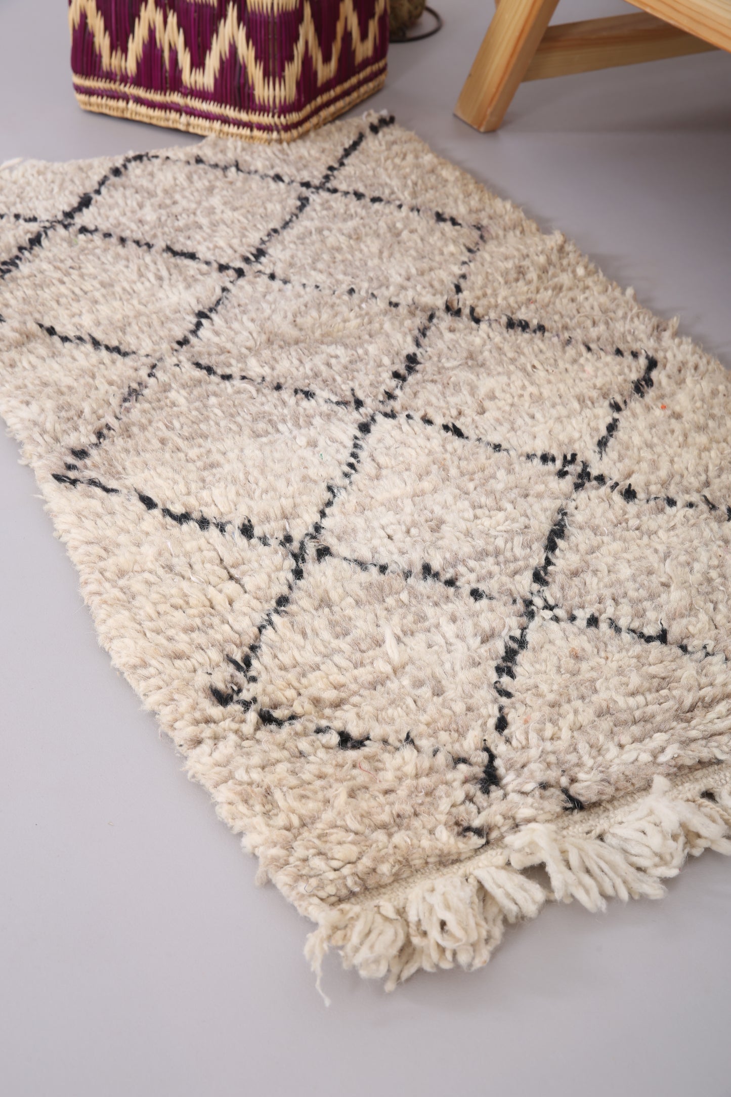 Kleiner Beni Ourain Teppich 2,2 FT x 4 FT - kleiner marokkanischer Teppich - handgemachter Berberteppich
