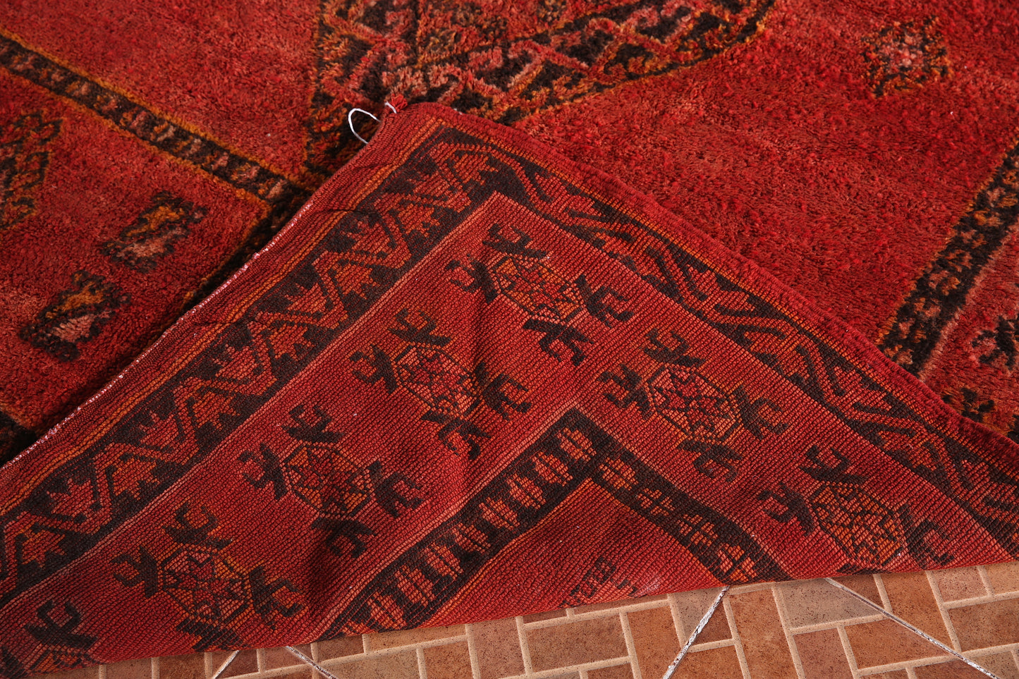 Red vintage Boujaad rug 6.3 FT X 9.8 FT