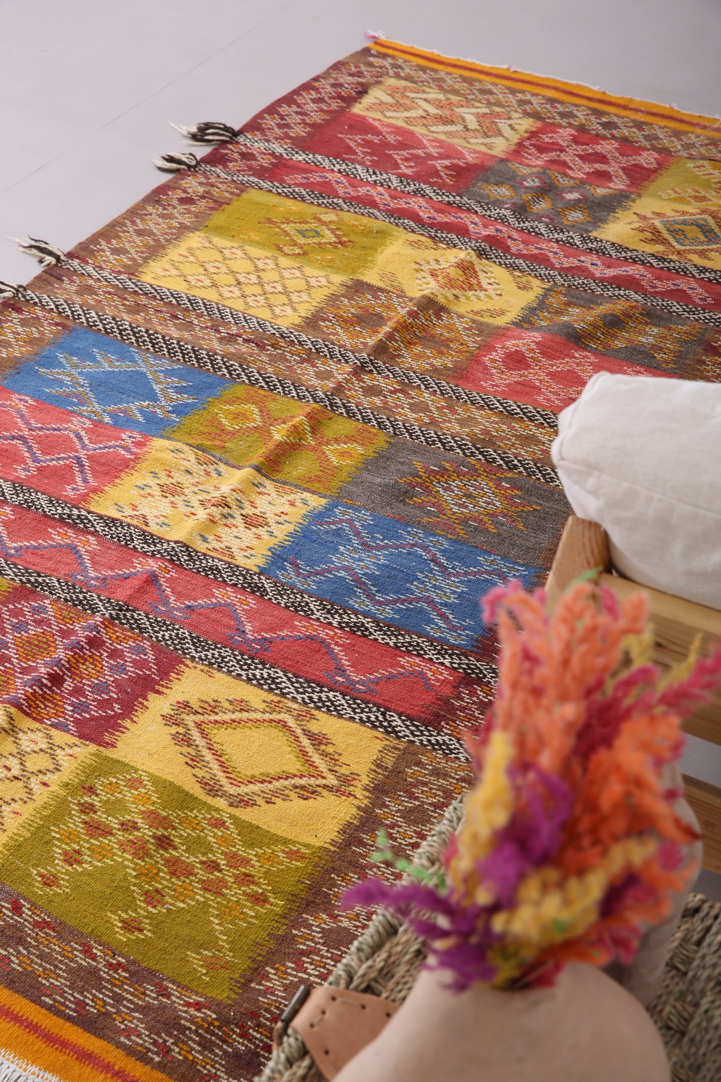 Marokkanischer handgewebter Berberteppich 3,3 FT x 6,6 FT - kleiner Berberteppich - kleiner marokkanischer Teppich - handgefertigter Berberteppich - Vintage marokkanischer Boho-Teppich