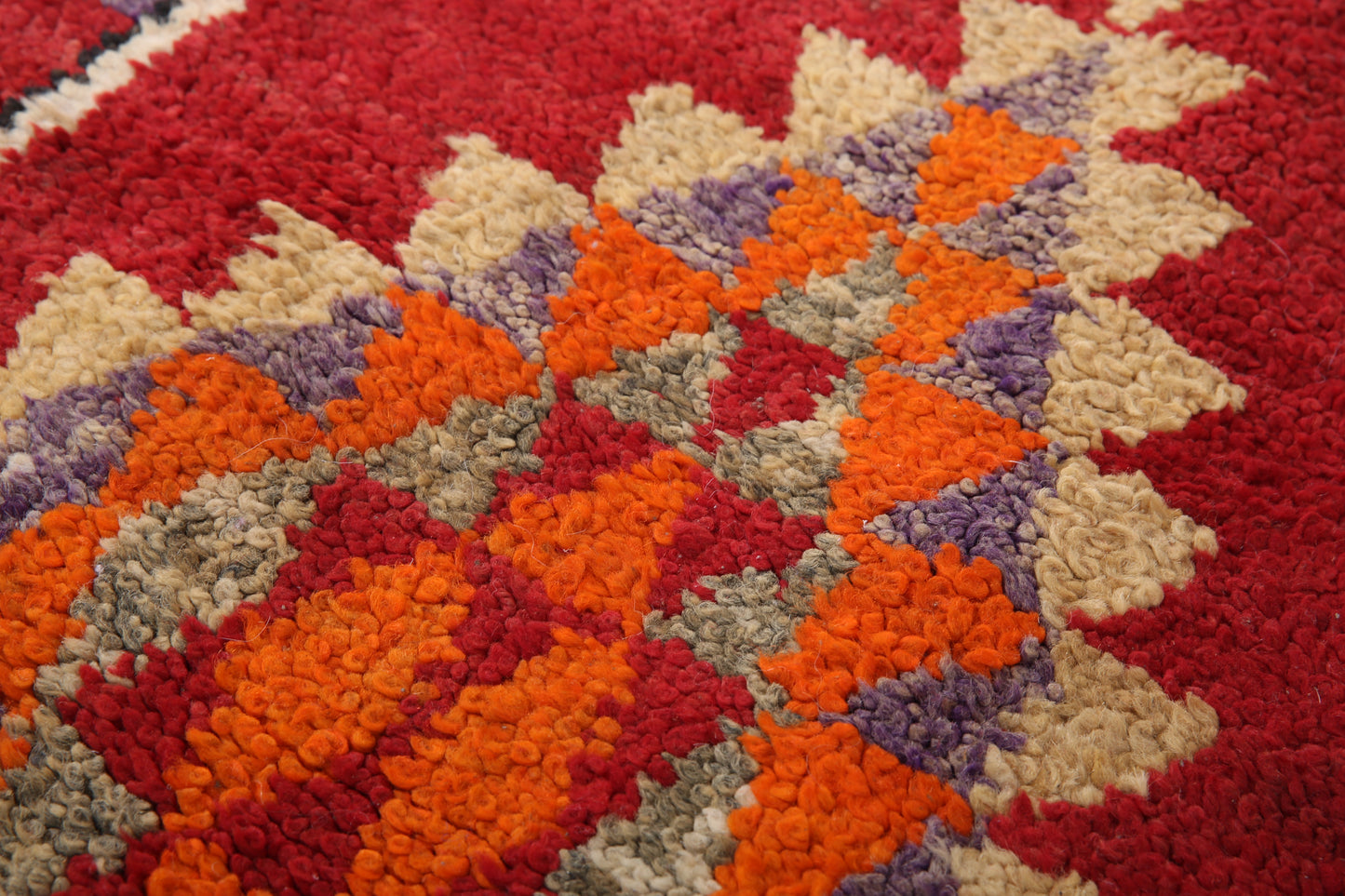 Roter handgemachter marokkanischer Boujaad-Teppich 6,3 FT x 9,8 FT - roter Marokko-Teppich - Vintage-Tribal-Teppich - handgemachter Berber-Teppich - einzigartiger Vintage-Teppich