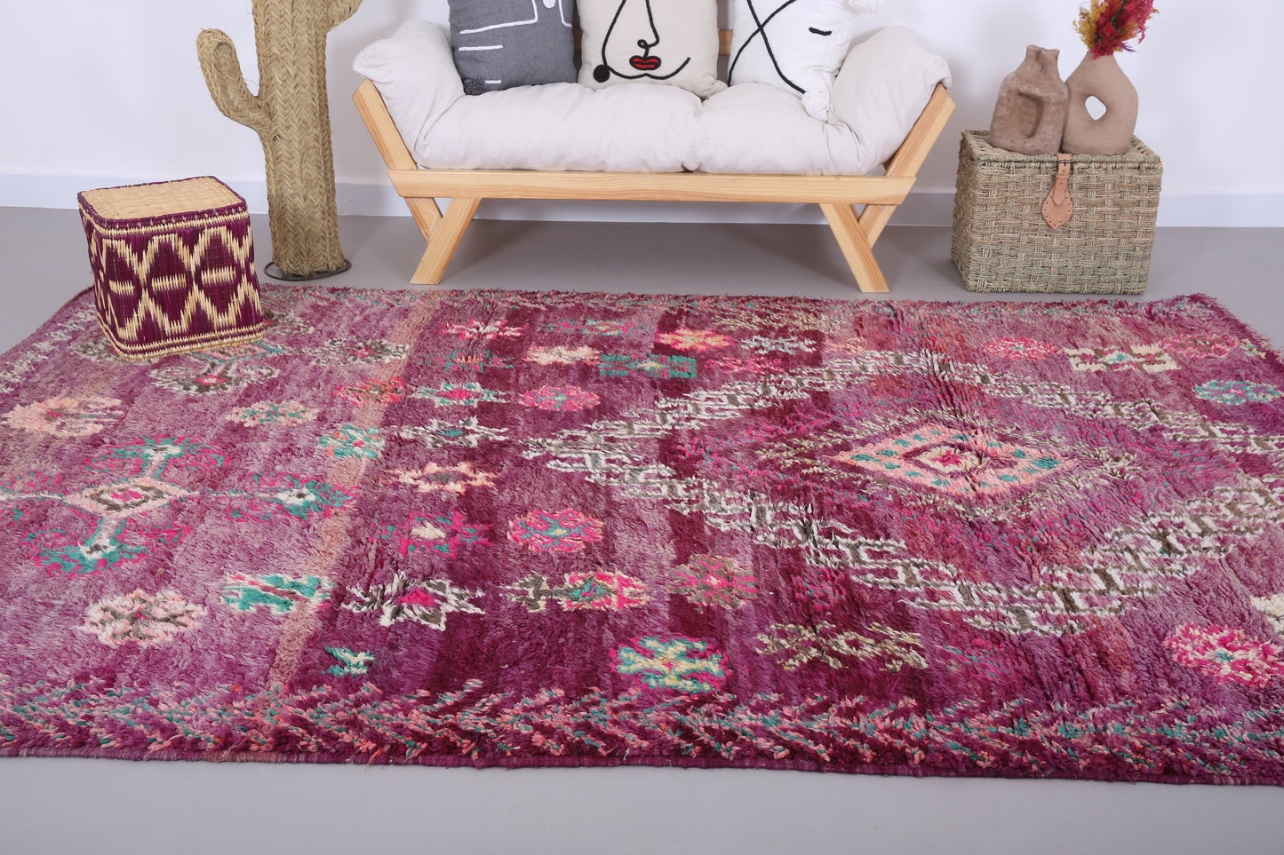 Lila Boujaad-Teppich 5,8 FT x 9,8 FT - marokkanischer Vintage-Teppich - handgemachter Teppich - marokkanischer Berber-Teppich - alter Boho-Teppich - Einzigartiger Teppich