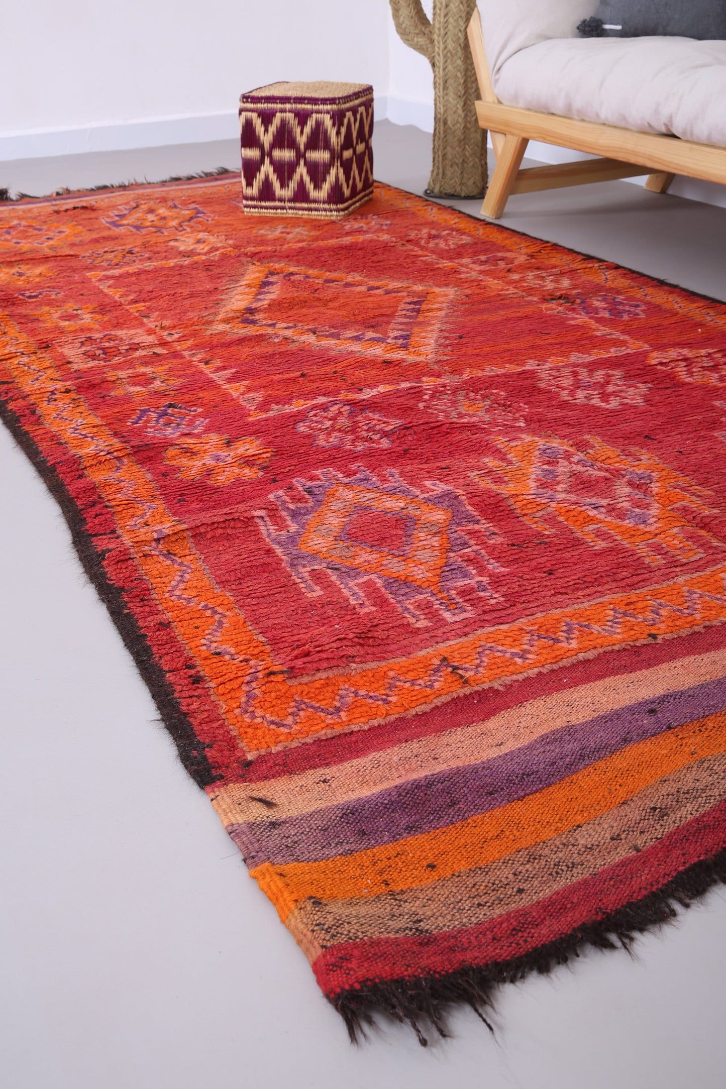 Roter marokkanischer Vintage-Teppich 5,1 FT x 10,7 FT - roter marokkanischer Teppich - Vintage-Tribal-Teppich - handgemachter Berberteppich - einzigartiger Vintage-Teppich - Boho-Teppich
