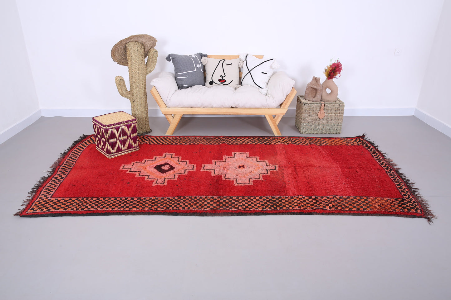 Roter marokkanischer Vintage-Teppich 5,4 FT x 10,2 FT - roter marokkanischer Teppich - Vintage-Tribal-Teppich - handgemachter Berberteppich - einzigartiger Vintage-Teppich - Boho-Teppich