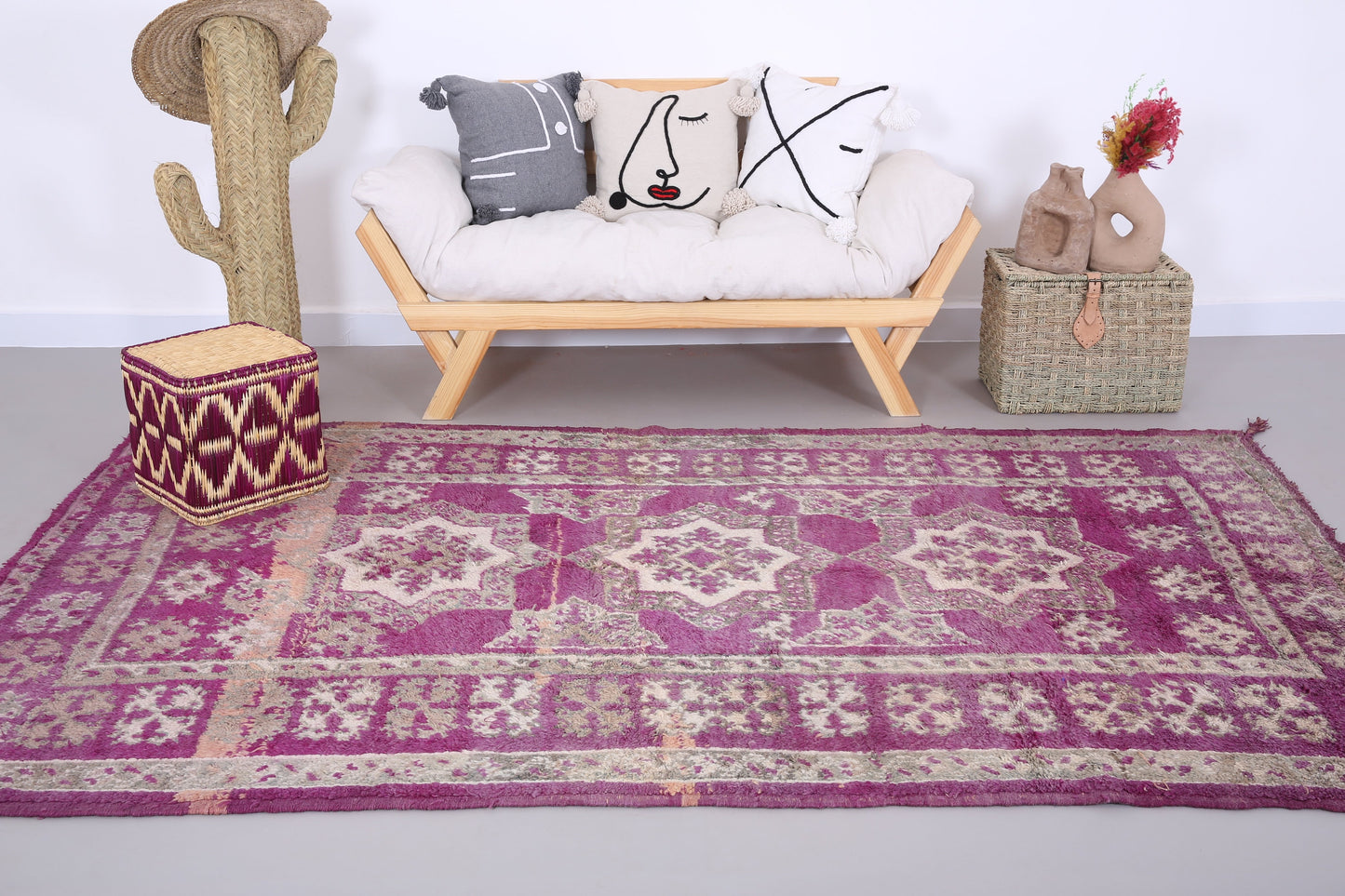 Purple vintage berber rug 5.3 FT X 9 FT
