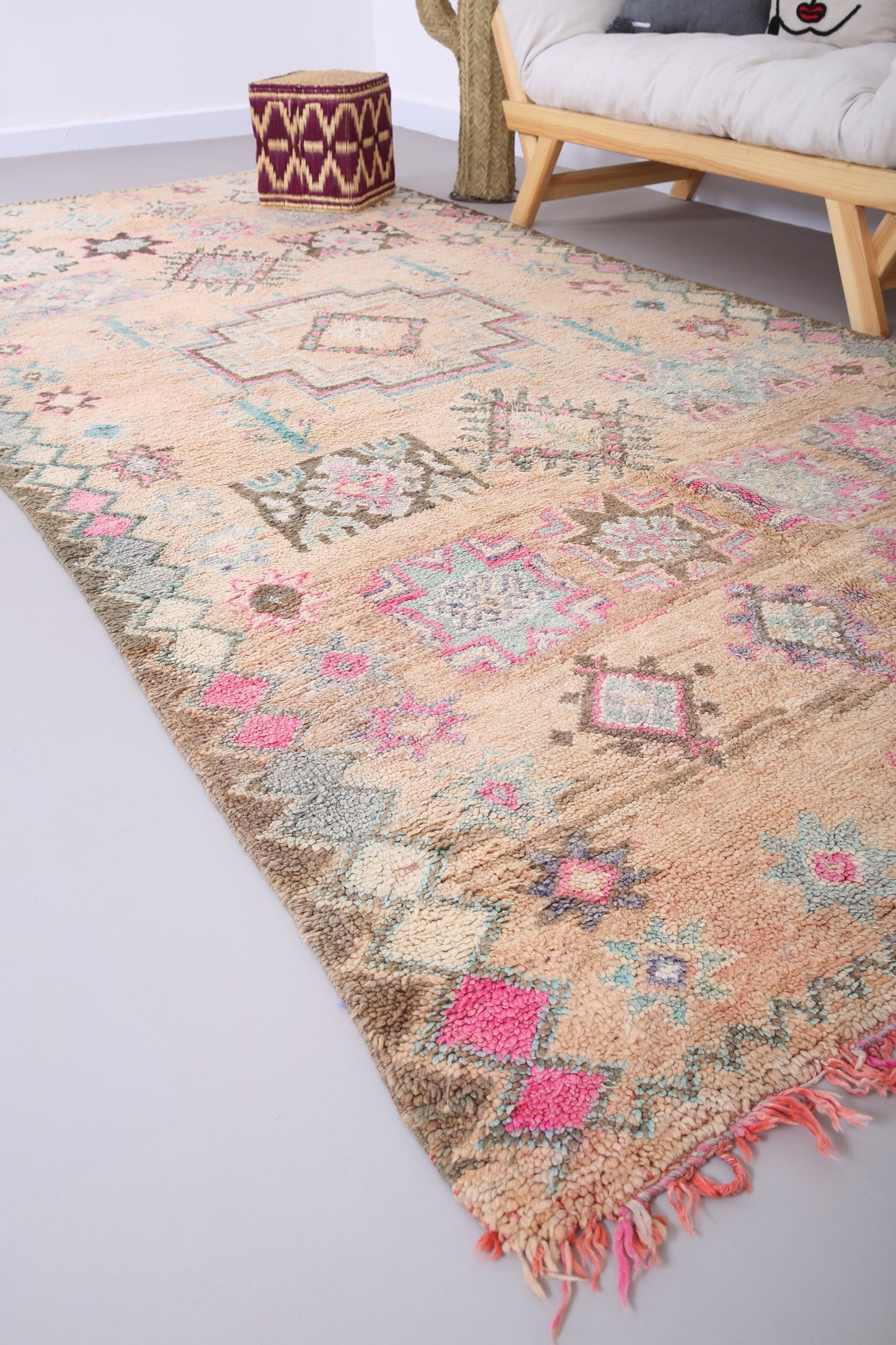 Vintage marokkanischer Boujaad-Teppich 5,5 FT x 11,5 FT - handgewebter alter Teppich - handgemachter Teppich - Vintage-Tribal-Teppich - Boho-Teppich - Marokko-Berberteppich