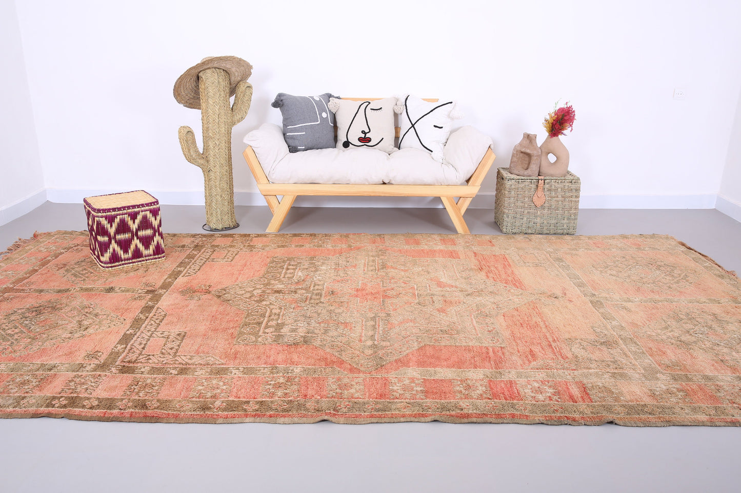 Peach Moroccan Rug 6.7 FT X 13 FT