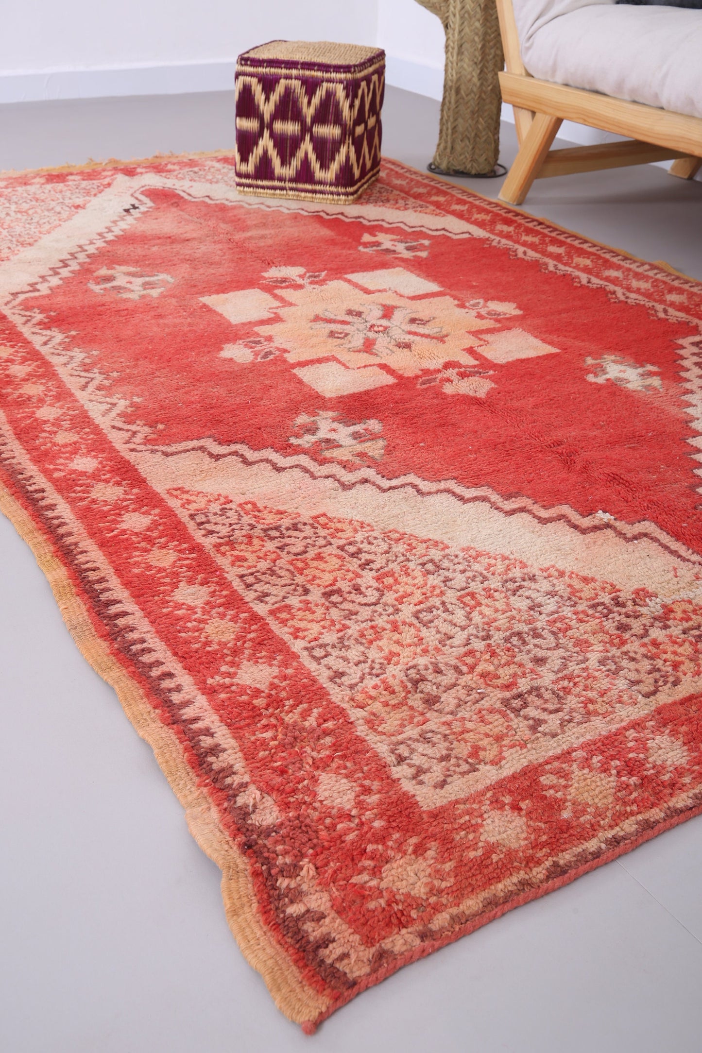Roter marokkanischer Vintage-Teppich 5,2 FT x 9 FT - roter marokkanischer Teppich - Vintage-Tribal-Teppich - handgemachter Berberteppich - einzigartiger Vintage-Teppich - Boho-Teppich