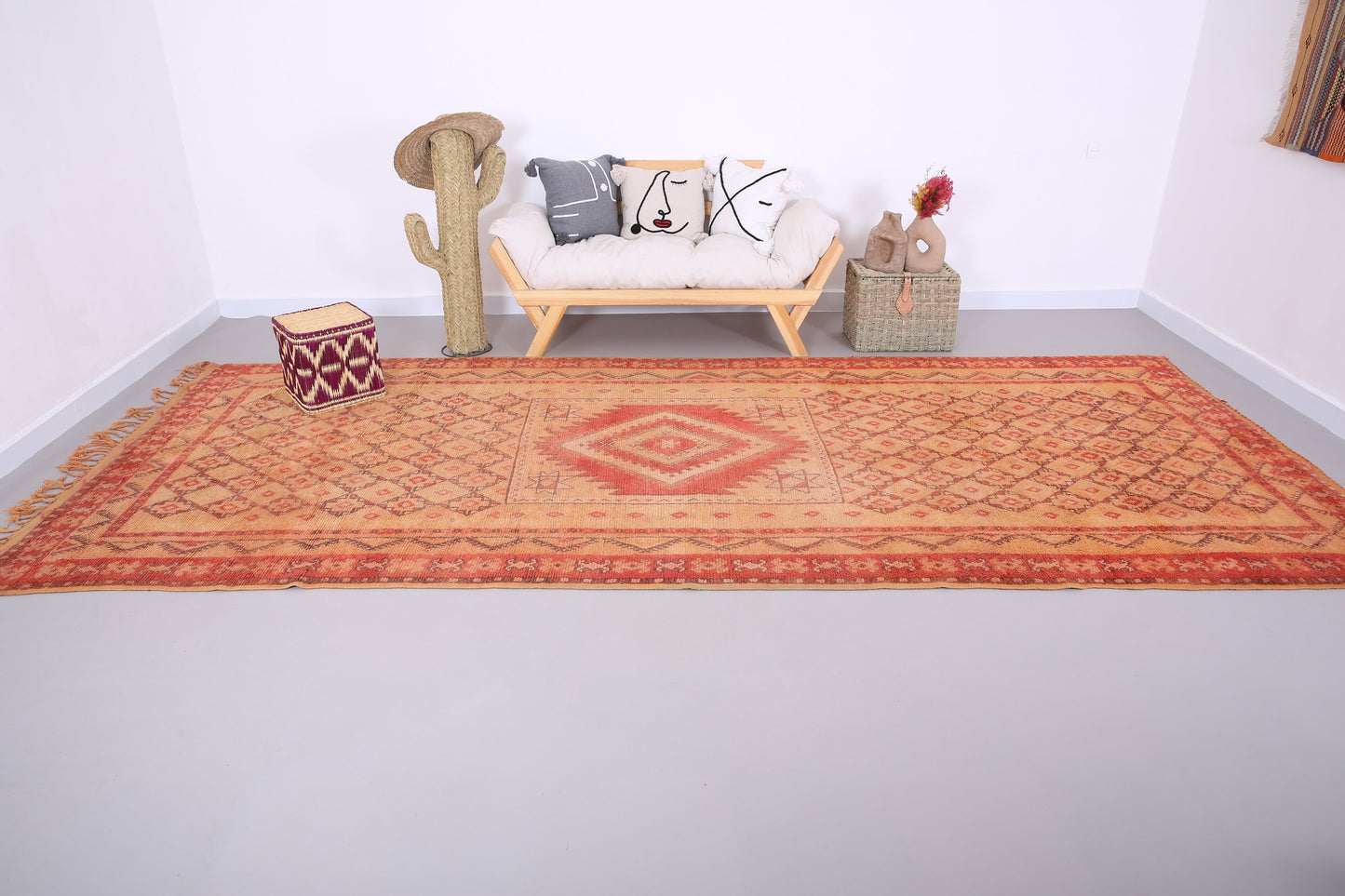 Großer marokkanischer Taznakht-Teppich 6,1 x 14,6 Fuß - marokkanischer Vintage-Teppich - handgefertigter Teppich - alter Berberteppich - alter Boho-Teppich - Vintage-Tribal-Teppich