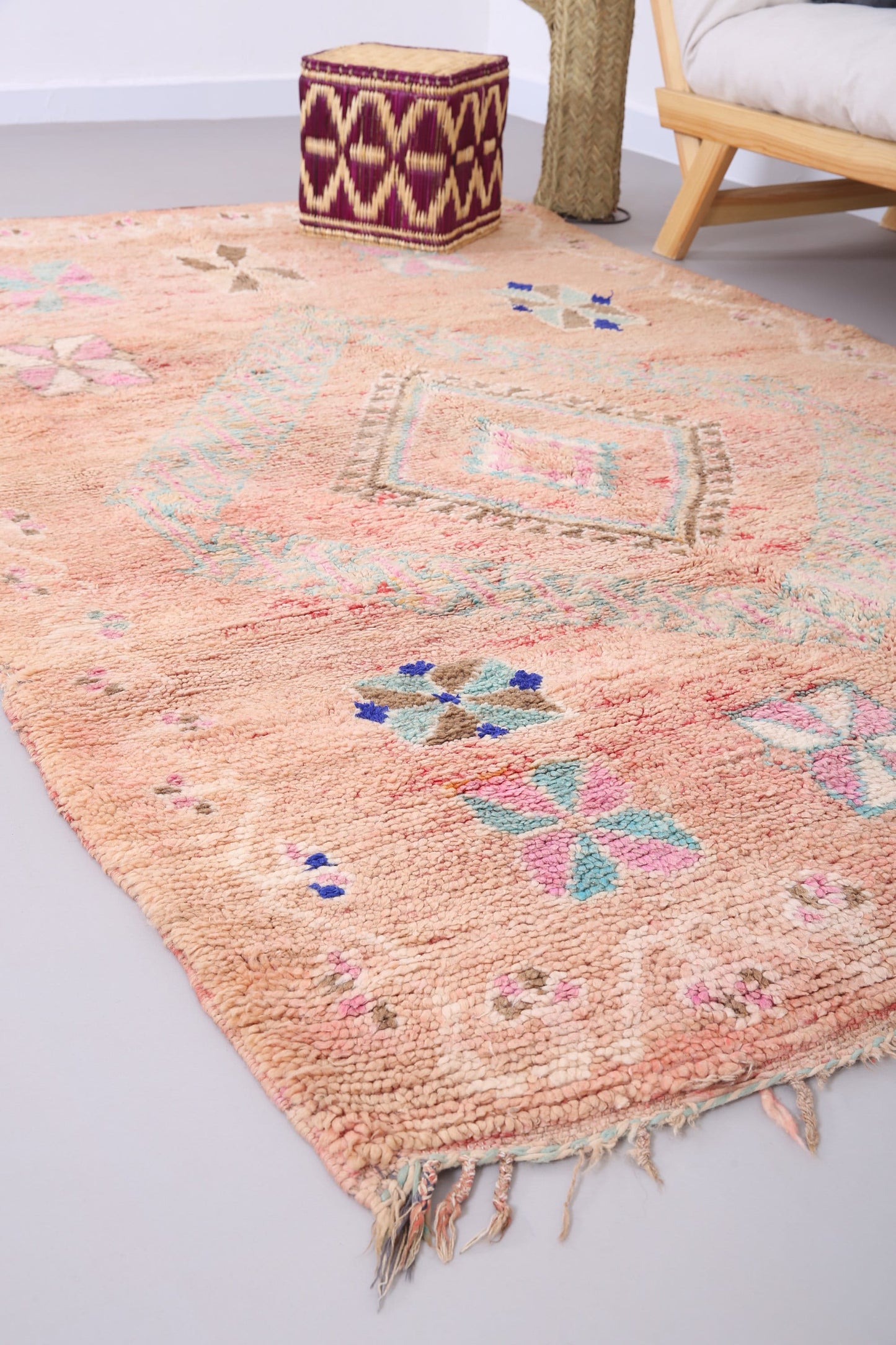 Pfirsichfarbener Boujaad-Teppich, 16,7 x 28,6 m – marokkanischer Vintage-Teppich – handgefertigter Teppich – Berberteppich aus Marokko – alter Boho-Teppich – Vintage-Tribal-Teppich