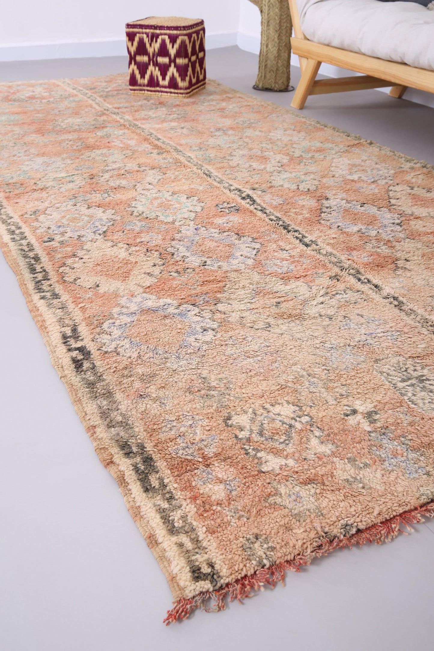 Vintage Pfirsich Boujaad Teppich 5,2 FT x 11,4 FT - Vintage marokkanischer Teppich - handgemachter Teppich - Marokko Berber Teppich - Boho alter Teppich - Tribal 70er Jahre Teppich