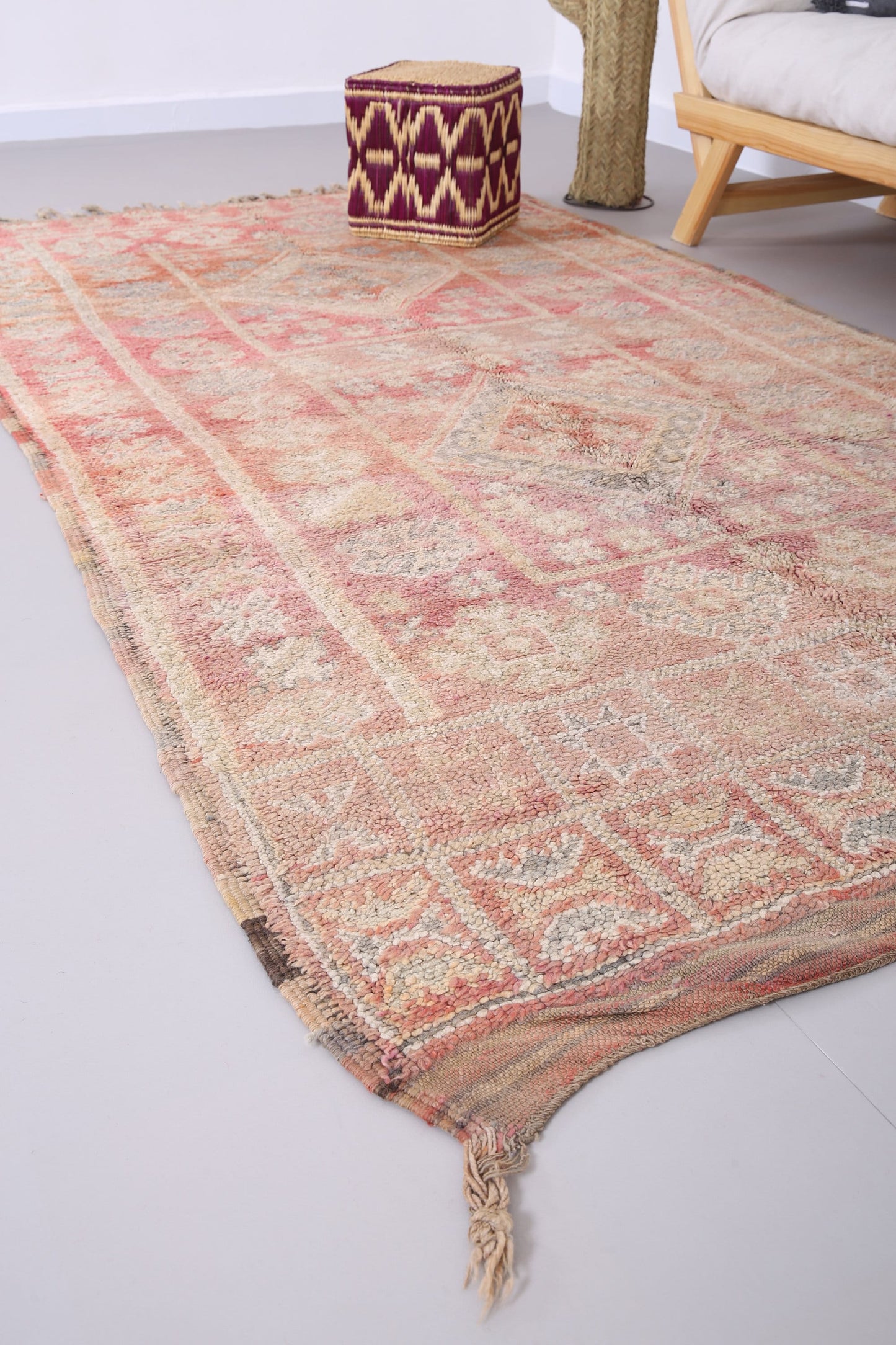 Peach Moroccan Rug 5.2 FT X 9.4 FT