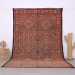 Red Vintage Moroccan Rug 6.8 x 10.3 FT, Authentic Berber Wool Rug