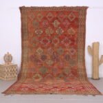Peach Vintage Moroccan Rug , Authentic Wool Rug Handmade