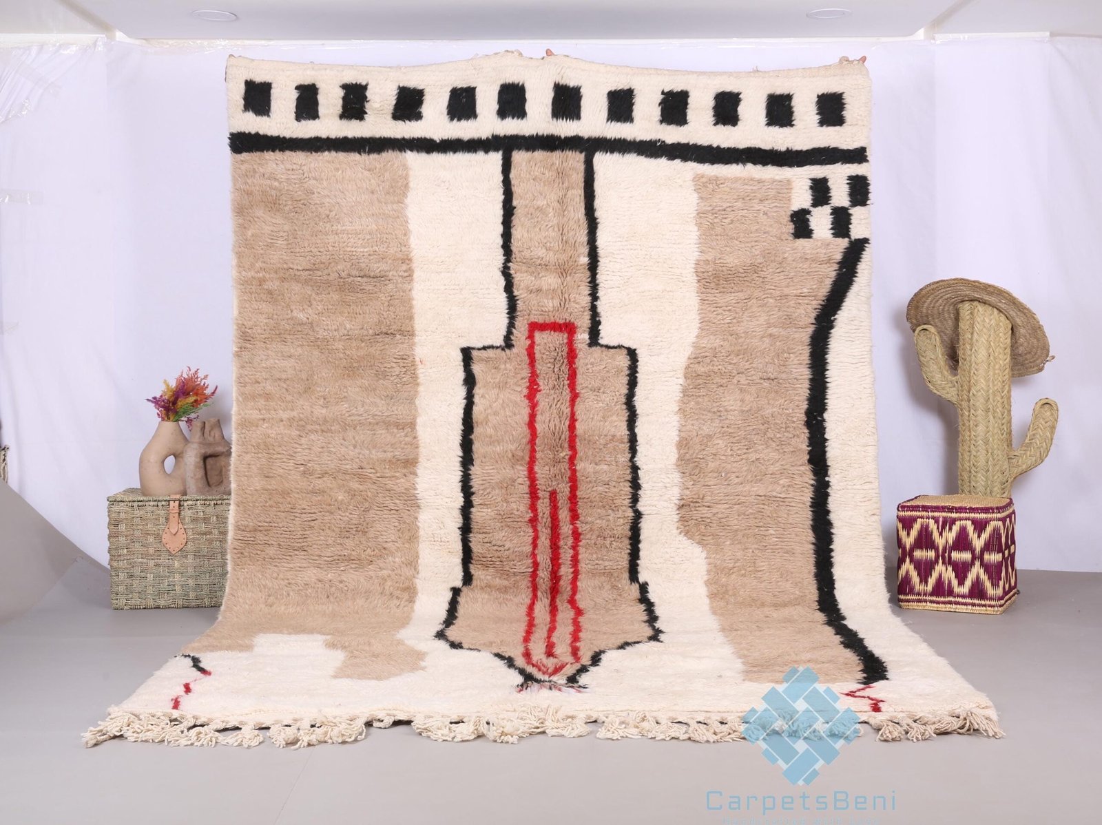 il_fullxfull.6375203902_lqpq Custom handmade moroccan rug - beni ourain rug - 100% wool rug - handcrafted rug - beni rugs - bohemian rugs - soft rug - berber carpet - Image 1