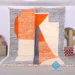 Orange custom moroccan rug - Moroccan rug - Beni ourain rug - wool rug - handcrafted rug - Living room rug - contemporary berber carpet