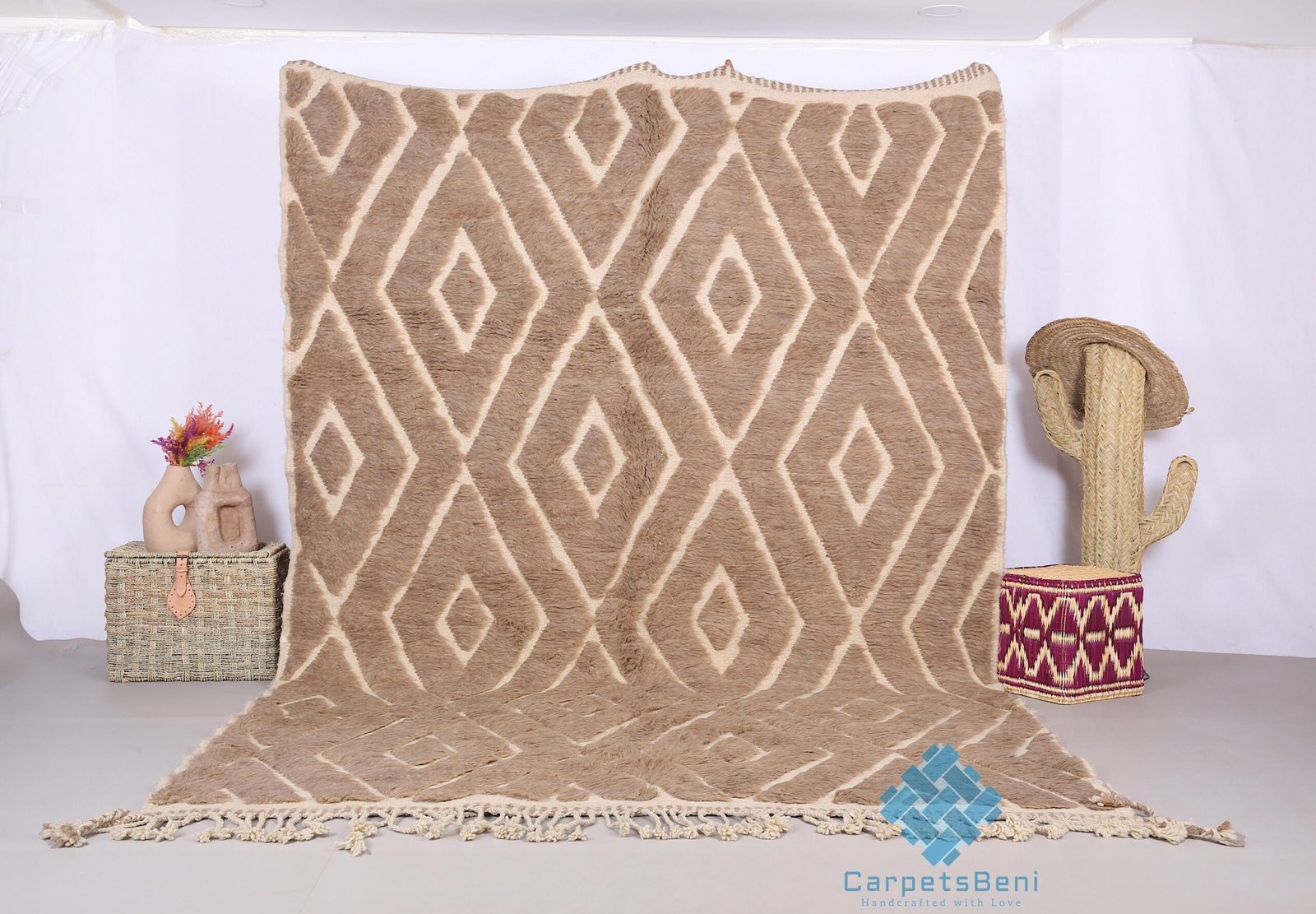 il_fullxfull.6445279154_o76x Custom moroccan rug - Moroccan rug - beni ourain rug - wool rug - handcrafted rug - Berber rug - Brown moroccan rug - Moroccan home decor - Image 1