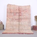 Vintage Moroccan Rug Peach 5.8 x 8.6 FT - Authentic Wool rug - Moroccan Home Decor - Vintage home decor - Moroccan rug - Pale Moroccan Rug