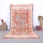 Vintage Pale Moroccan Rug 5.5 x 11 FT- Authentic Wool rug - Moroccan Home Decor - Peach moroccan rug - moroccan rug - vintage moroccan rug