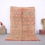 Vintage Peach Boujaad Rug 5.4 x 9.6 FT, Moroccan rug
