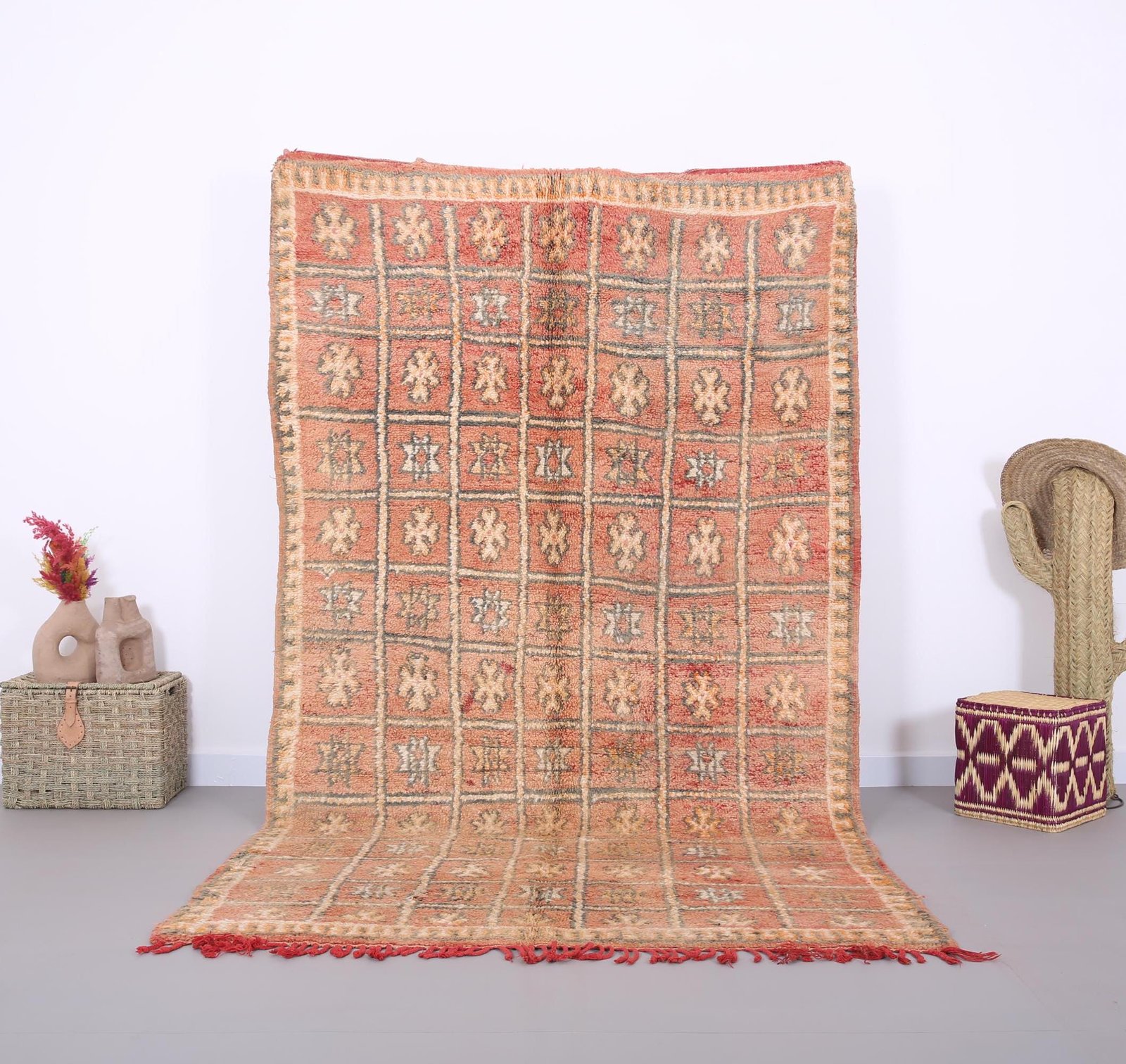 il_fullxfull.6536665371_lvkd Vintage Peach Boujaad Rug 5.4 x 9.6 FT, Moroccan rug - Image 1