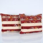 Set of 2 Vintage Berber Kilim Pillow Covers 15.7" x 23.6", Moroccan Pillows