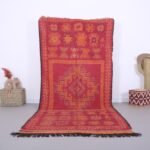Red vintage Boujaad Rug 5 x 11 FT - Moroccan rug - Berber handmade carpet - Vintage moroccan rug