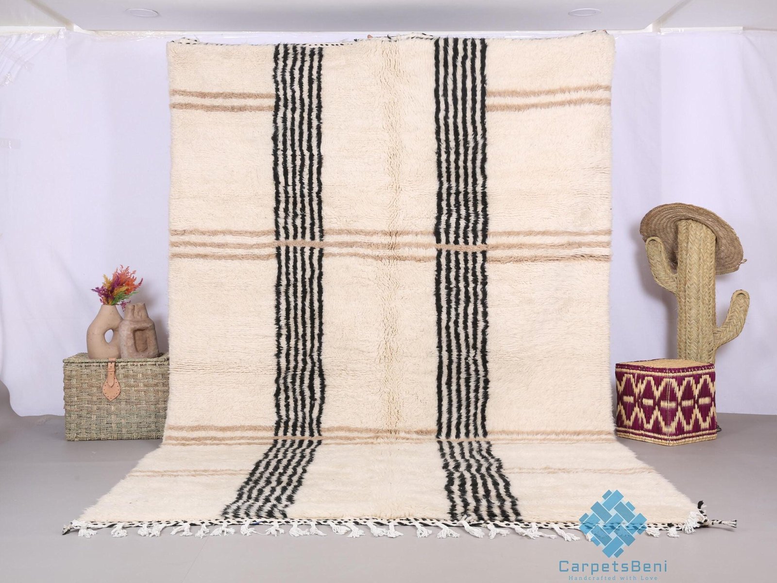 il_fullxfull.6595580945_vxko Custom moroccan rug - Moroccan rug - beni ourain rug - wool rug ivory - hand knotted rug - bohemian rug - berber rug - genuine lamb wool - Image 1