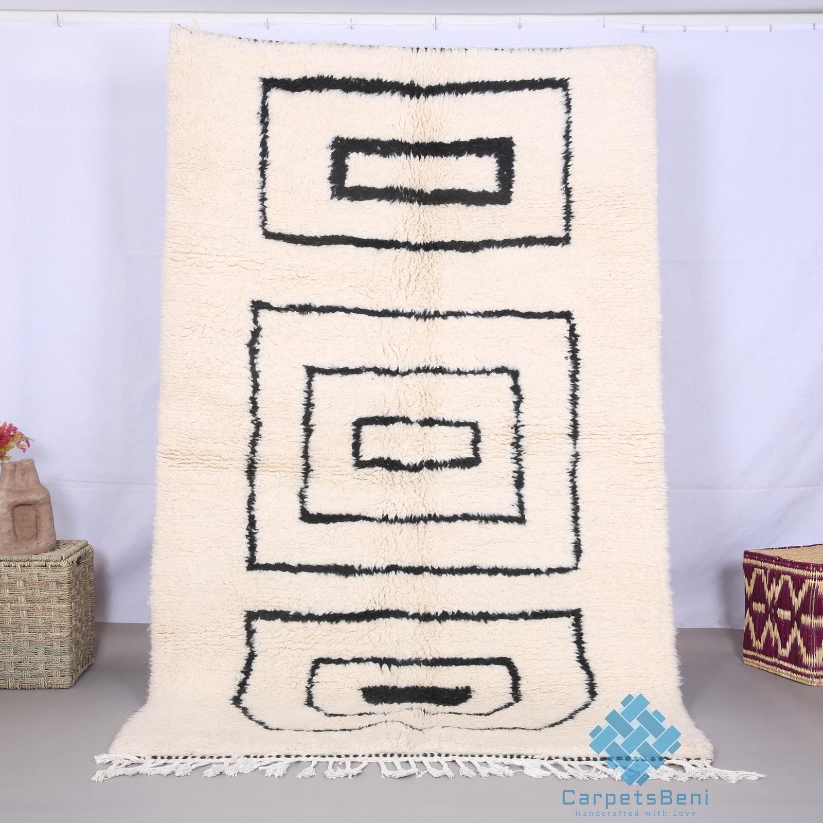 il_fullxfull.6608665867_h8ju Custom moroccan rug - Moroccan rug - beni ourain rug - wool rug - handmade rug - bohemian rug - ivory rug - home decor - Berber rug - Image 1