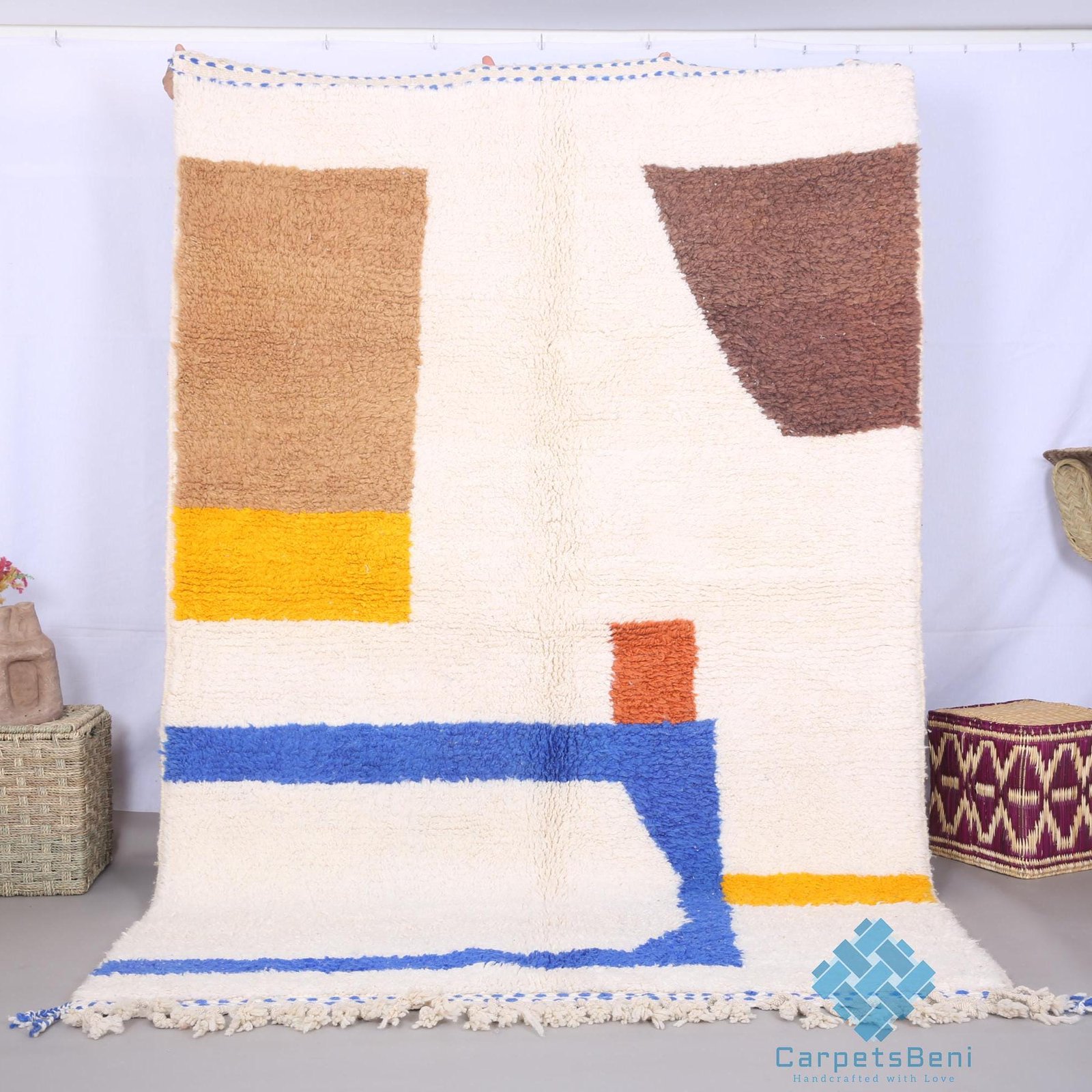 il_fullxfull.6608686649_92g6 Custom moroccan rug - beni ourain rug - 100% wool rug - handcrafted rug - Colorful rug - bohemian rugs - soft rug - berber carpet - boho rug - Image 1